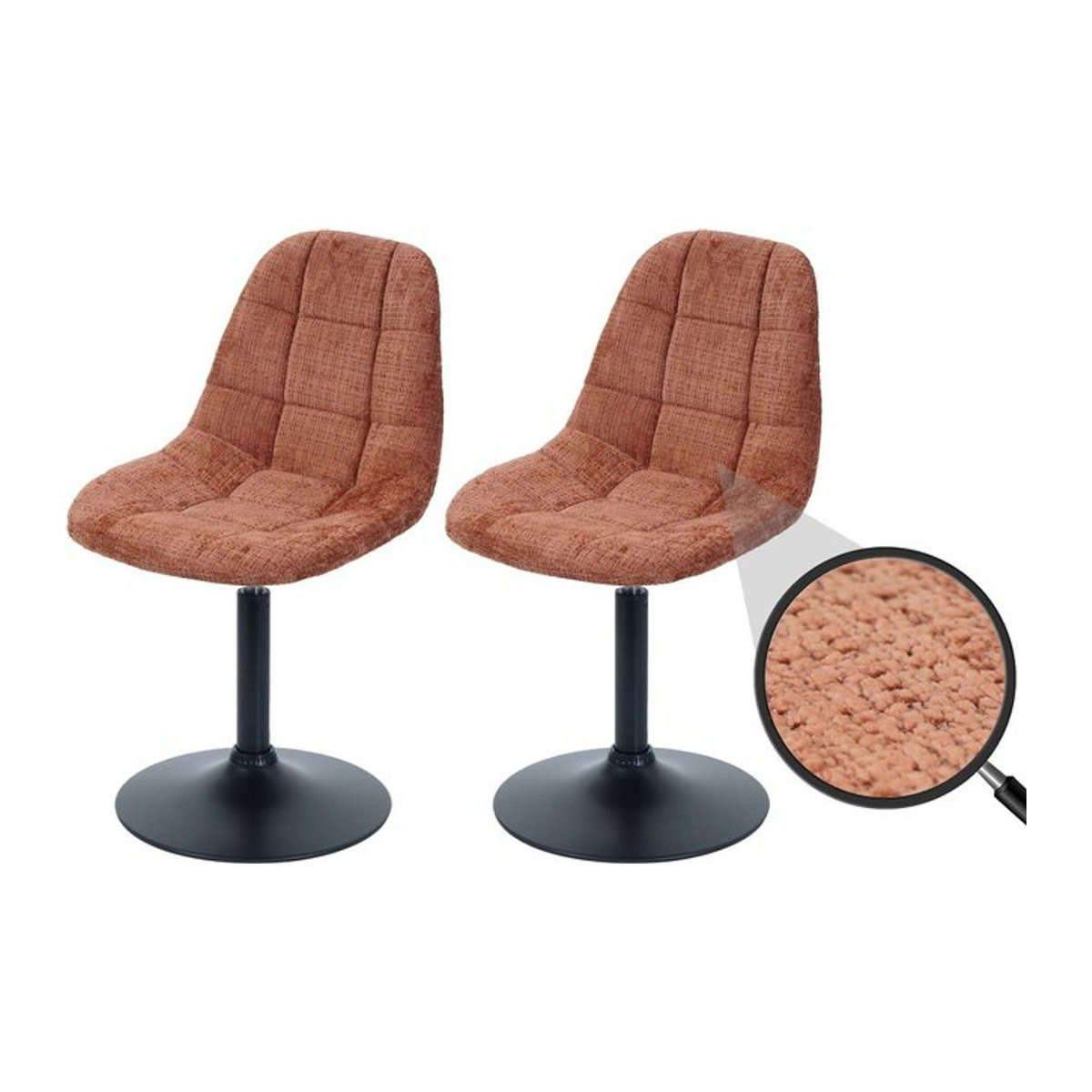 2er-Set Esszimmerstühle MCW Modern Drehstühle aus Stahl mit Chenille-Stoff in Terrakotta - Bild 1