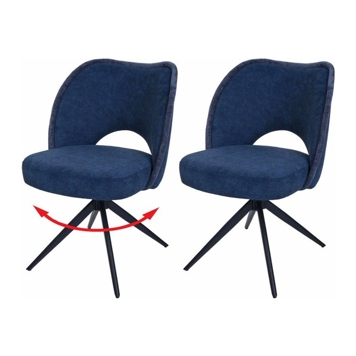 2er-Set Esszimmerstühle MCW-N72 Modern, drehbar mit Auto-Return, Polster-Küchenstühle aus Textilstoff, Blau - Bild 1