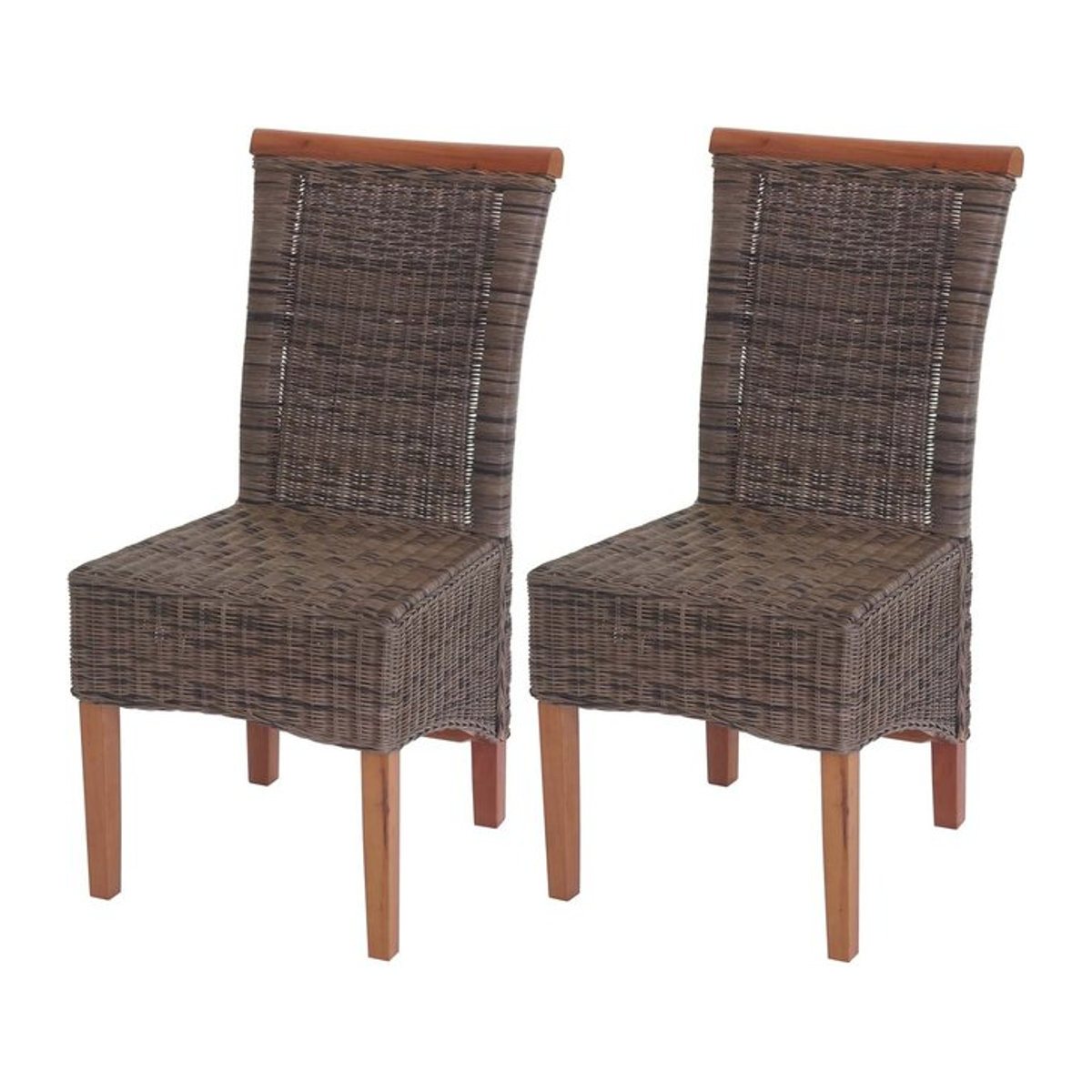 2er-Set Esszimmerstühle Sinio von MCW aus Polyrattan in Braun ohne Sitzkissen - Bild 1