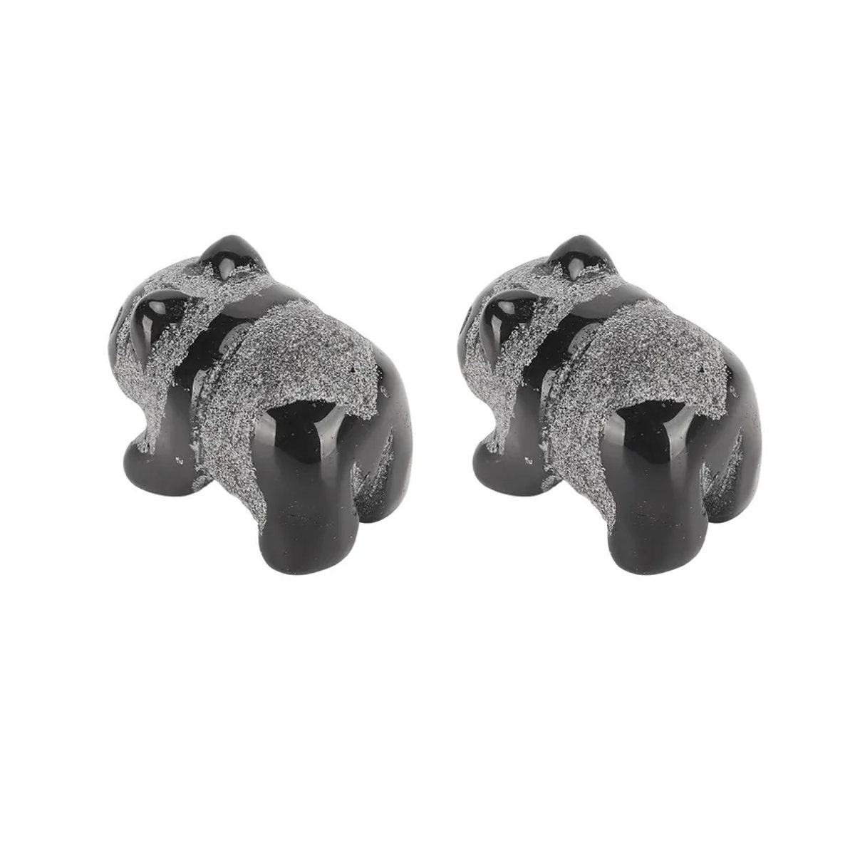 2er-Set GoolRC Panda-Statuen aus mattem schwarzem Obsidian handgefertigt - Bild 3