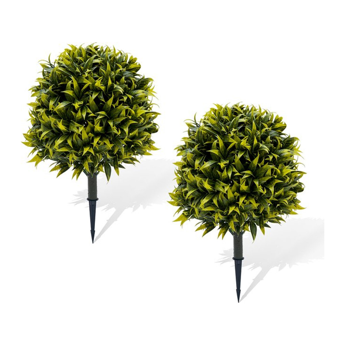 2er Set HiMISS Künstliche Zedern-Topiary-Kugelbäume in Grün mit Bodenspieß, UV-beständige immergrüne Pflanzen für den Garten - Bild 1