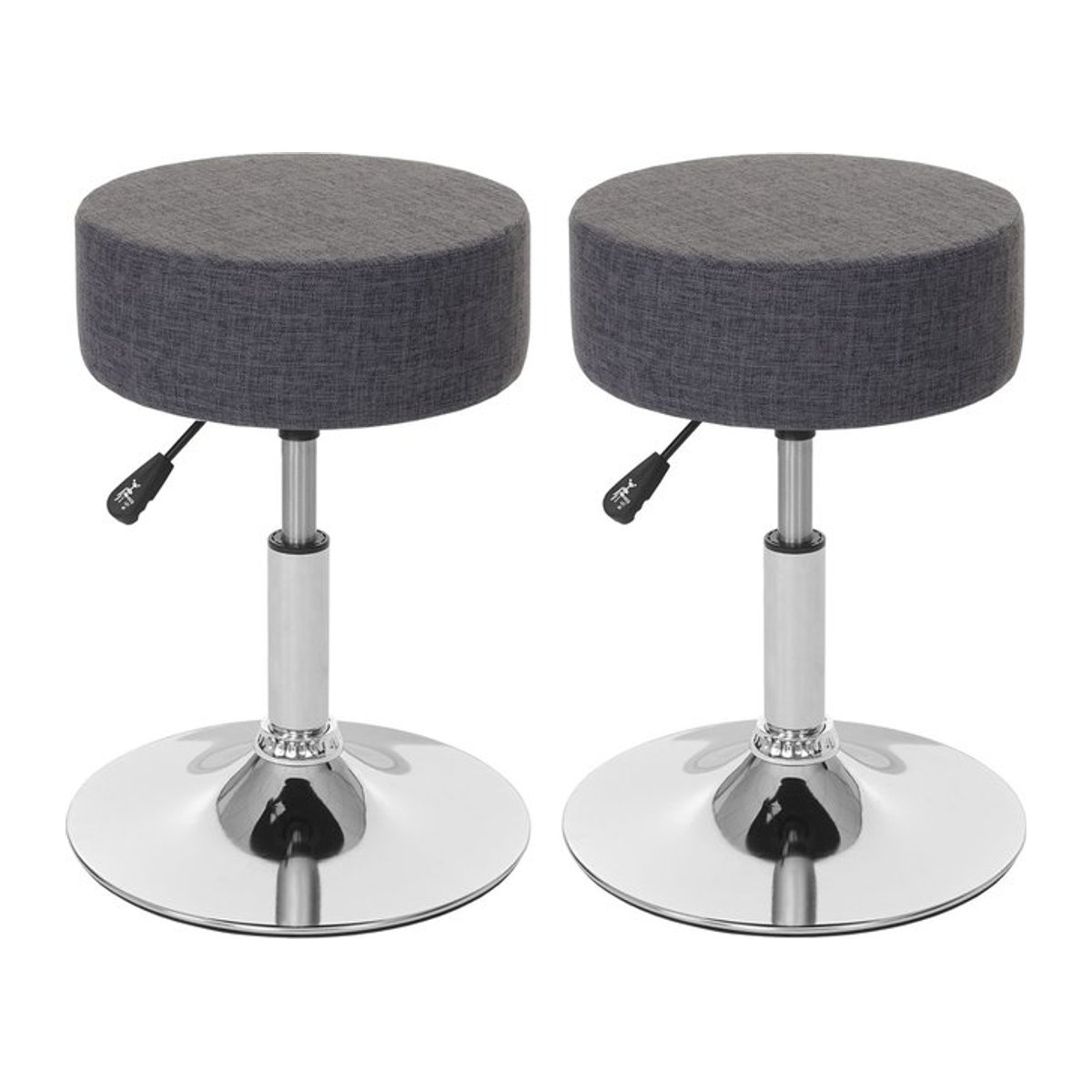 2er-Set höhenverstellbare Sitzhocker MCW-C22 in Grau mit Textilbezug und Durchmesser: 35 cm - Bild 1