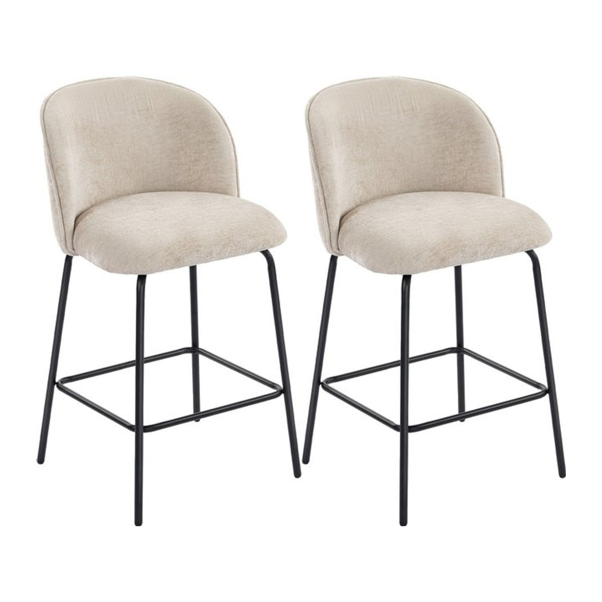 2er Set HOMCOM Barhocker in Beige mit Chenille-Optik und Stahlgestell, Sitzhöhe: 68 cm - Bild 1