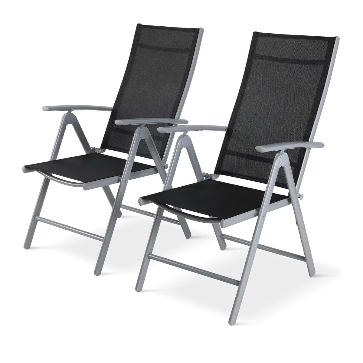 2er Set Homfa Faltbare Liegestühle aus Aluminium mit Polsterung in Schwarz, Verstellbare Gartenstühle mit hoher Rückenlehne für Terrasse und Esszimmer - Bild 7