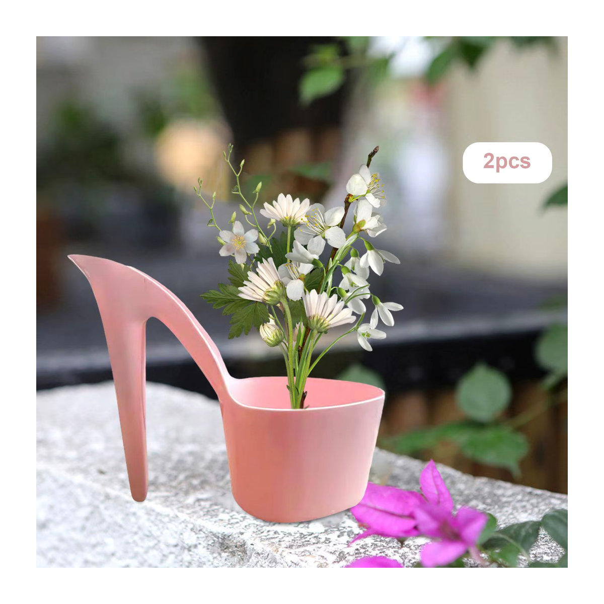 2er-Set Homyl Blumentöpfe in High Heel Form, Rosa, Kunststoff-Deko-Ornamente für Tisch und Kinderzimmer - Bild 2