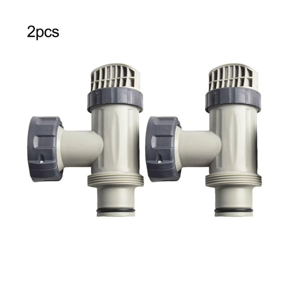 2er-Set Intex T-Gelenk Adapter und Kolbenventil aus Kunststoff in Grau für Pool Filterpumpen Ersatzteil Set - Bild 2