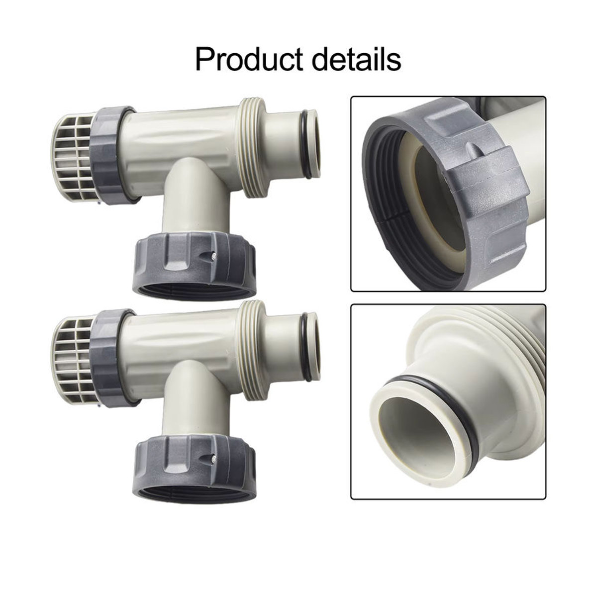 2er-Set Intex T-Gelenk Adapter und Kolbenventil aus Kunststoff in Grau für Pool Filterpumpen Ersatzteil Set - Bild 4