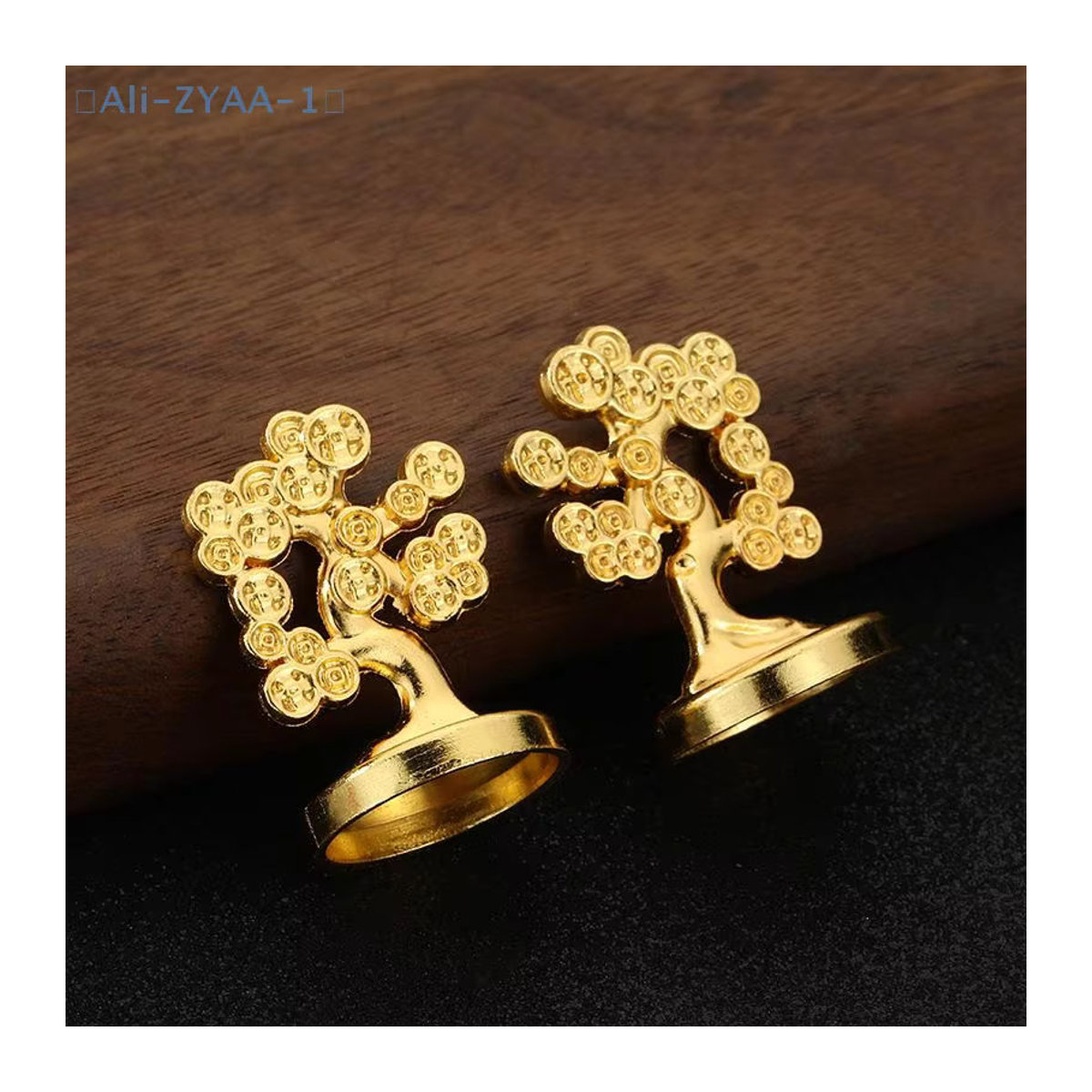 2er-Set JETTING Feng Shui Glücksbringer Bonsai aus Metall, künstlicher Goldener Glücksbaum als orientalische Dekoration für Tisch und Auto - Bild 2