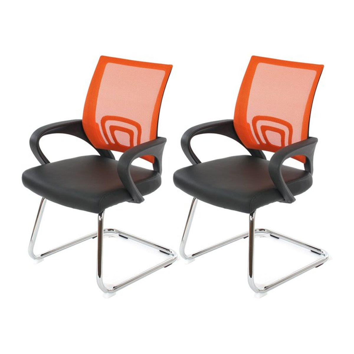 2er-Set Konferenzstuhl Afragola von MCW in Orange aus Kunstleder mit Metallgestell - Bild 1