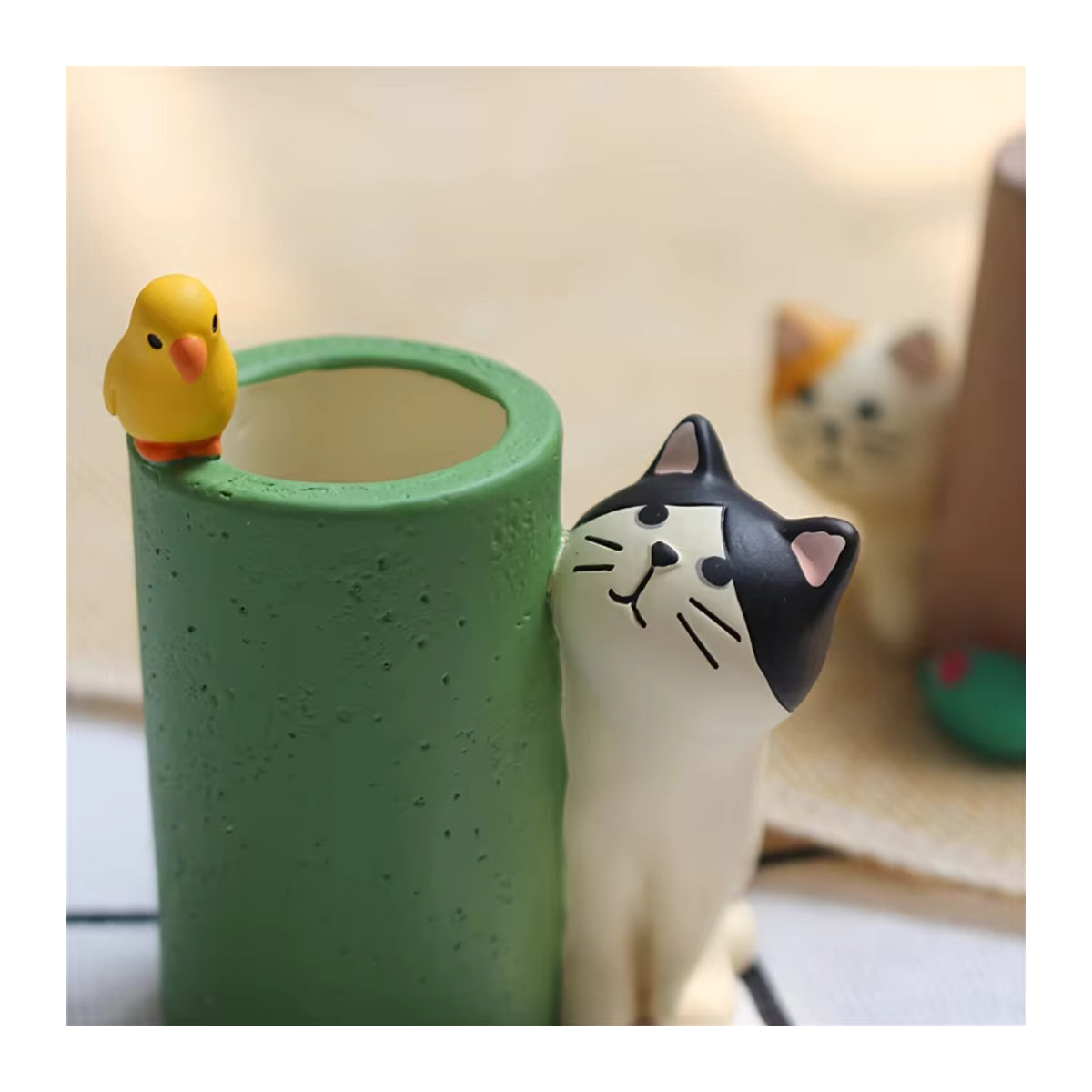 2er-Set kreative Katzen-Stifthalter aus Keramik in Mehrfarbig - Bild 2