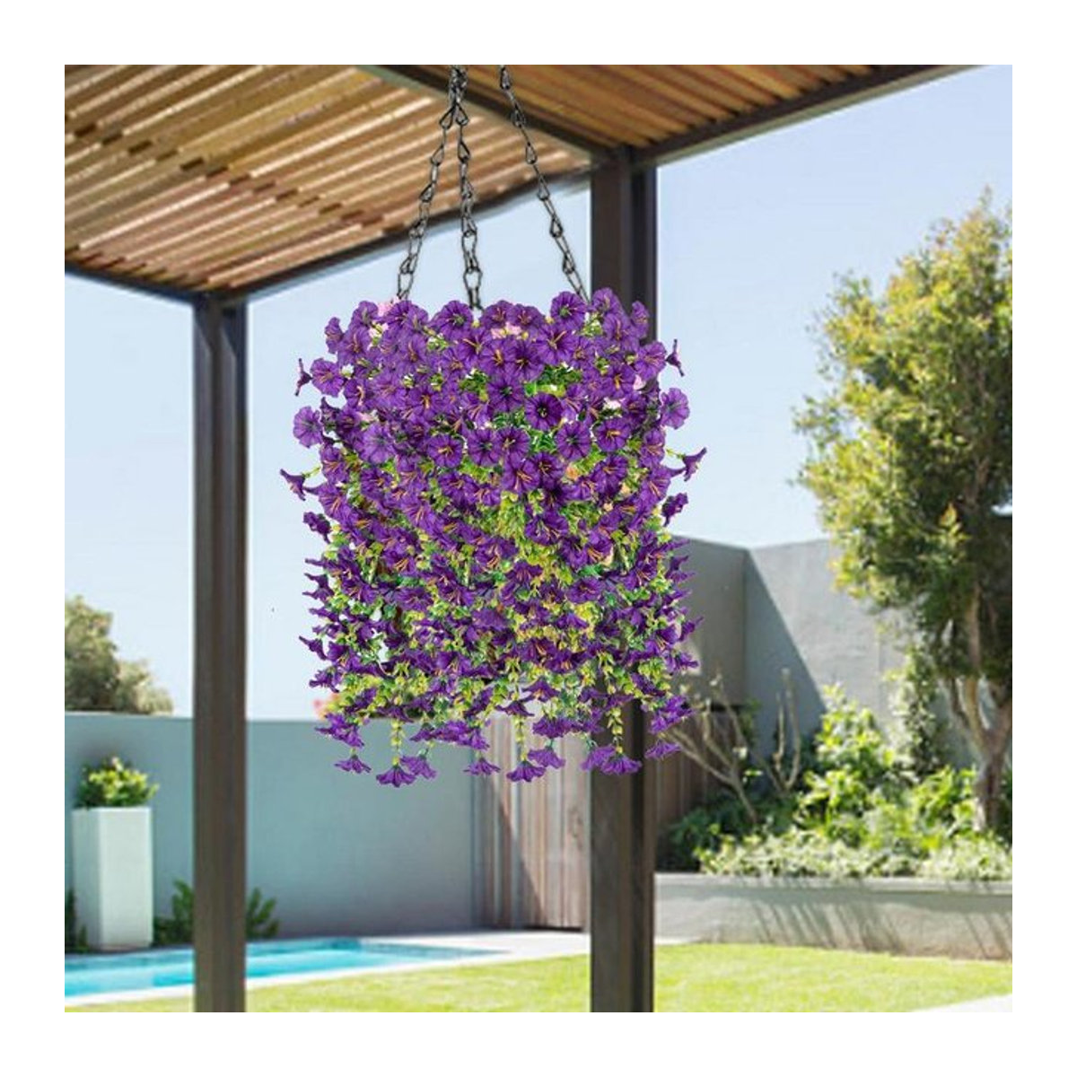 2er-Set künstliche Blumen-Girlanden aus Kunststoff, UV-beständige Petunien und Morning Glory in Rot und Bunt, hängende Wanddekoration für Garten und Hochzeit, Länge: 75 cm - Bild 1