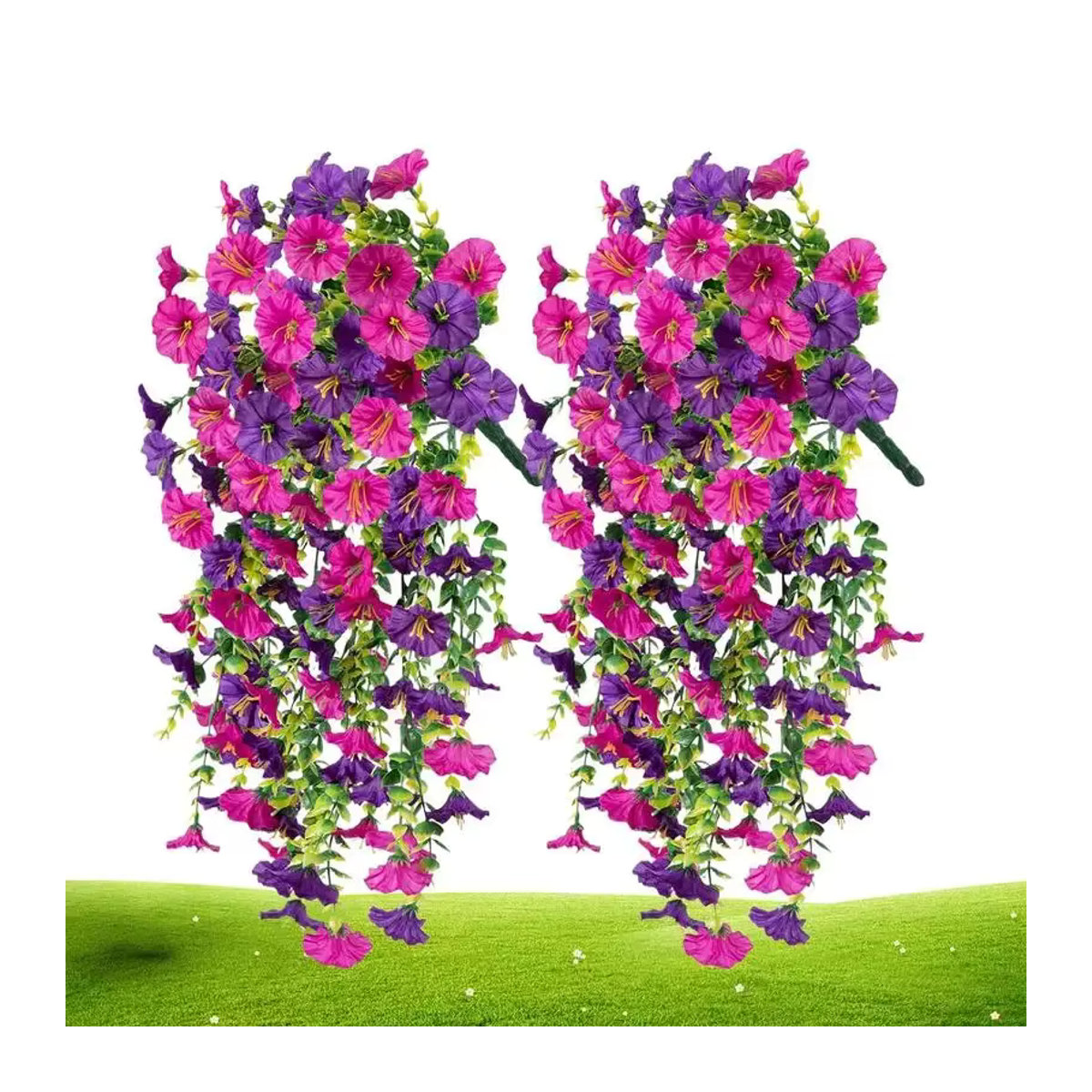 2er-Set künstliche hängende Petunien in Mehrfarbig, UV-beständige Kunstpflanzen für Garten und Veranda - Bild 7