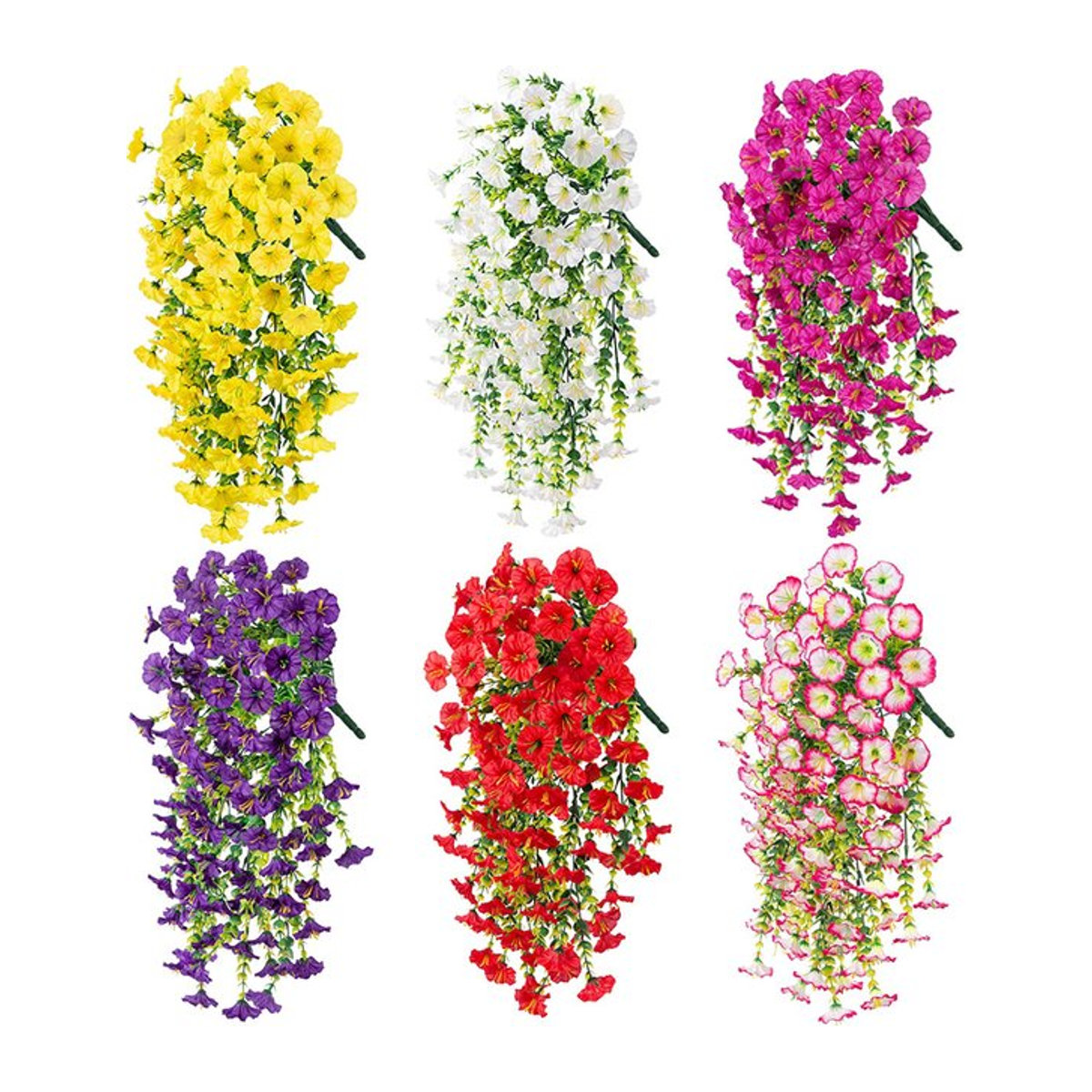 2er-Set künstliche hängende Pflanzen von xunyihappy mit Morning Glory und Eukalyptus in Mehrfarbig für Garten, Hochzeit und Dekoration - Bild 1