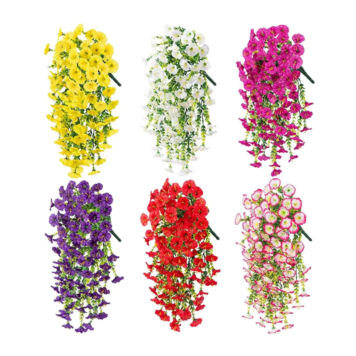 2er-Set künstliche hängende Pflanzen von xunyihappy mit Morning Glory und Eukalyptus in Mehrfarbig für Garten, Hochzeit und Dekoration - Bild 6