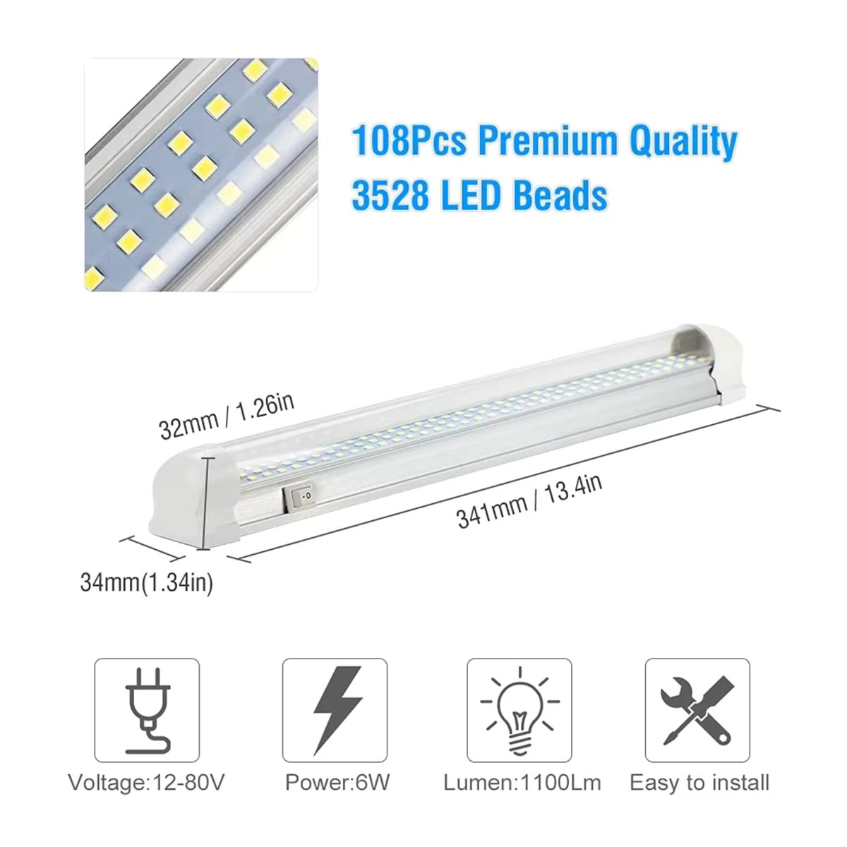 2er-Set LED Wohnmobil Innenbeleuchtung Weiß für Camper und Caravan 12V 24V - Bild 2