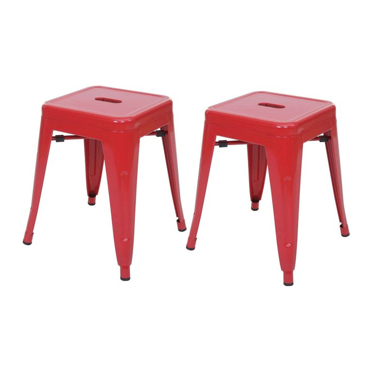 2er-Set MCW Metallhocker im Industrial Design stapelbar, Rot - Bild 1