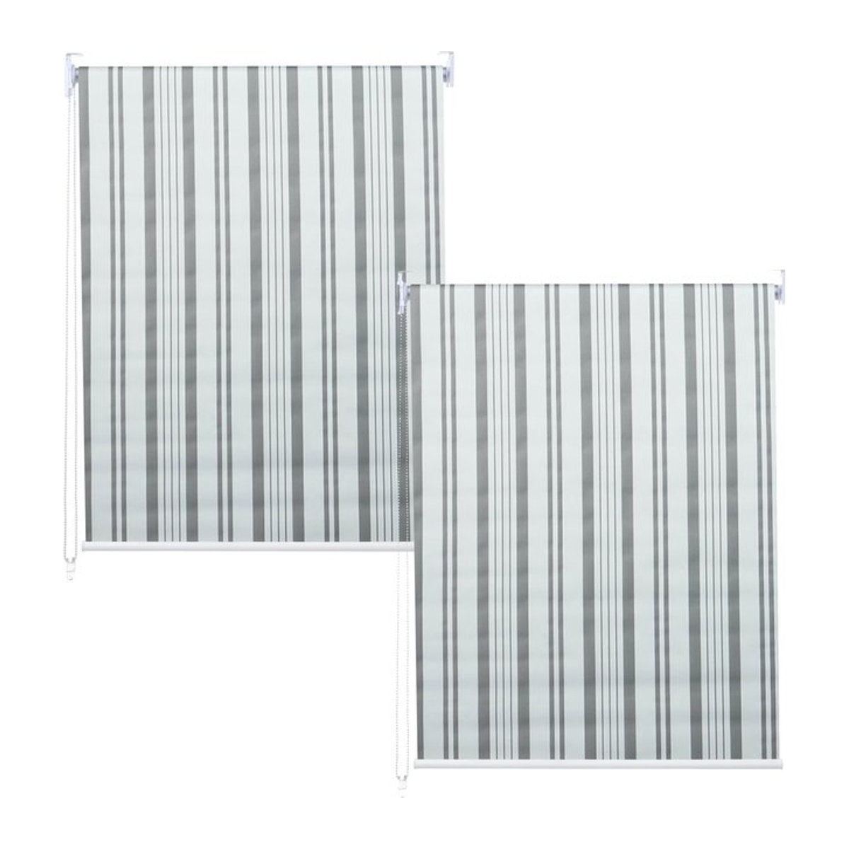 2er-Set MCW Seitenzugrollo MCW-D52 blickdichter Sonnenschutz grau/weiß B: 100 cm, H: 160 cm - Bild 1
