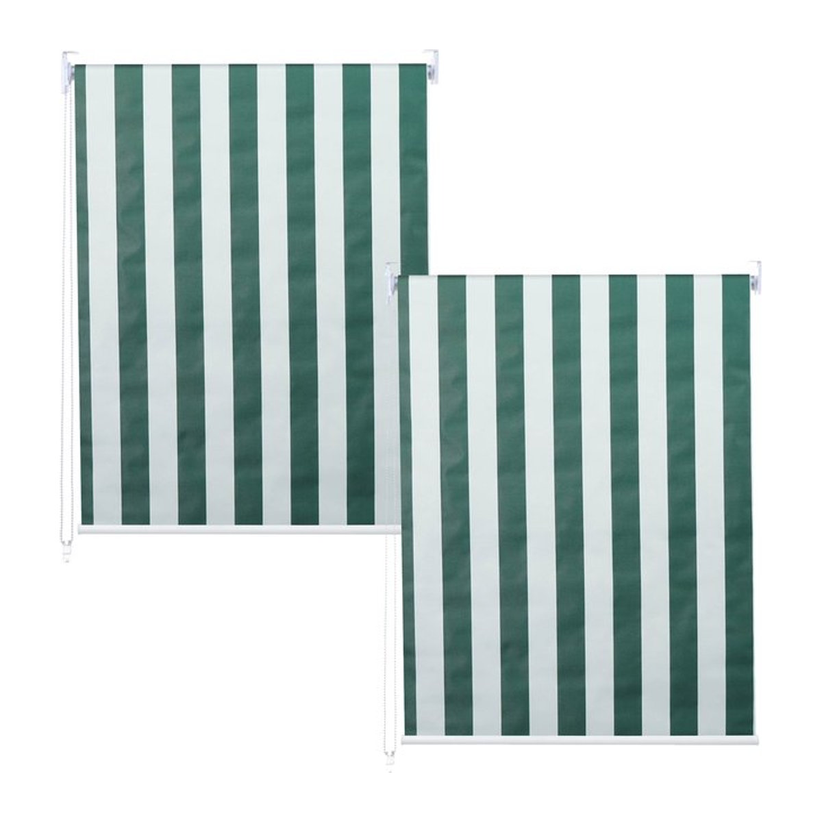 2er-Set MCW Seitenzugrollo MCW-D52 blickdichter Sonnenschutz in Grün/Weiß, B: 120 cm, H: 230 cm - Bild 1