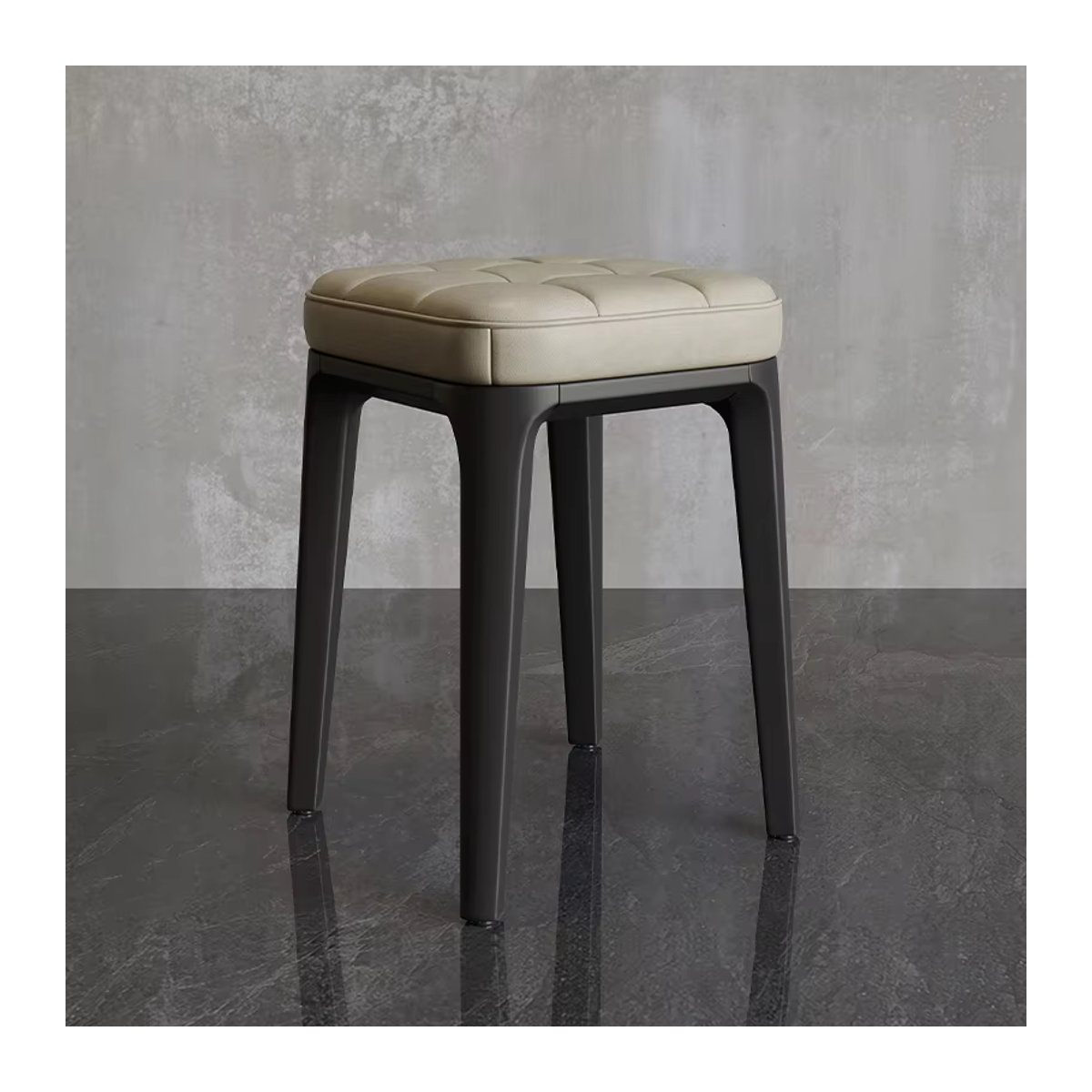 2er-Set moderne Barhocker aus Kunstleder in Weiß und Beige für die Kücheninsel - Bild 3