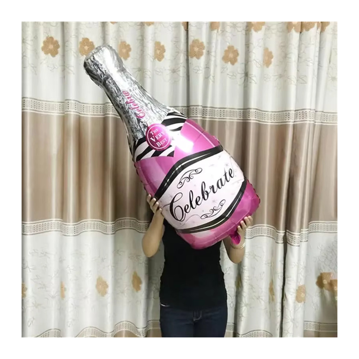 2er-Set Party-Dekoration mit Champagnerflasche und Gläsern in Rosa mit Schleife für Geburtstag und Hochzeit - Bild 4