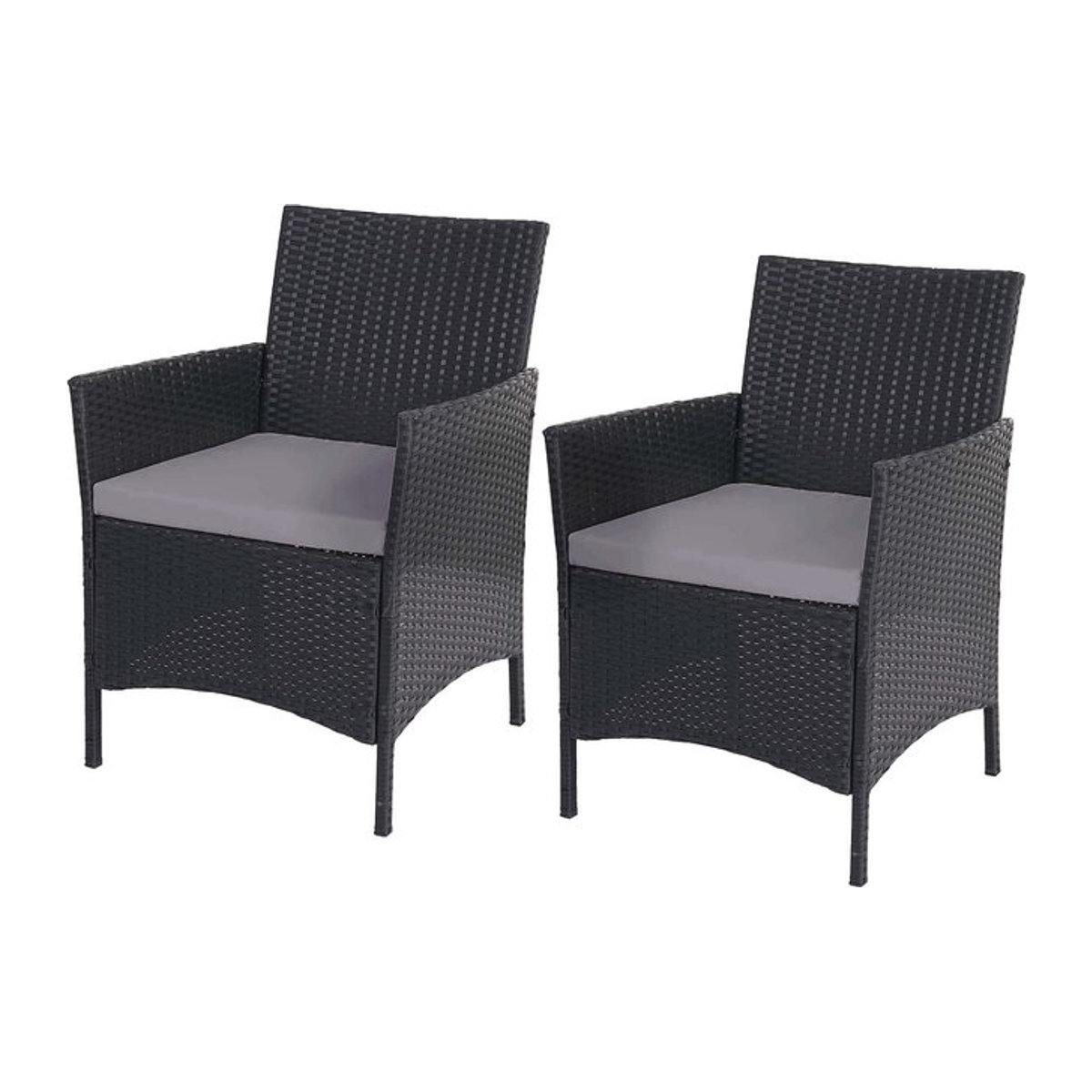 2er-Set Poly-Rattan Gartensessel Hamar von MCW in Anthrazit mit passenden Kissen - Bild 1