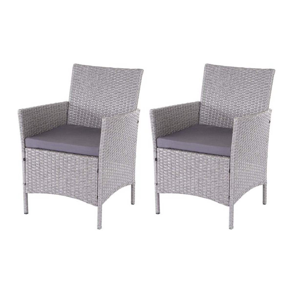 2er-Set Poly-Rattan Gartensessel Hamar von MCW in Grau mit anthrazitfarbenen Kissen - Bild 1