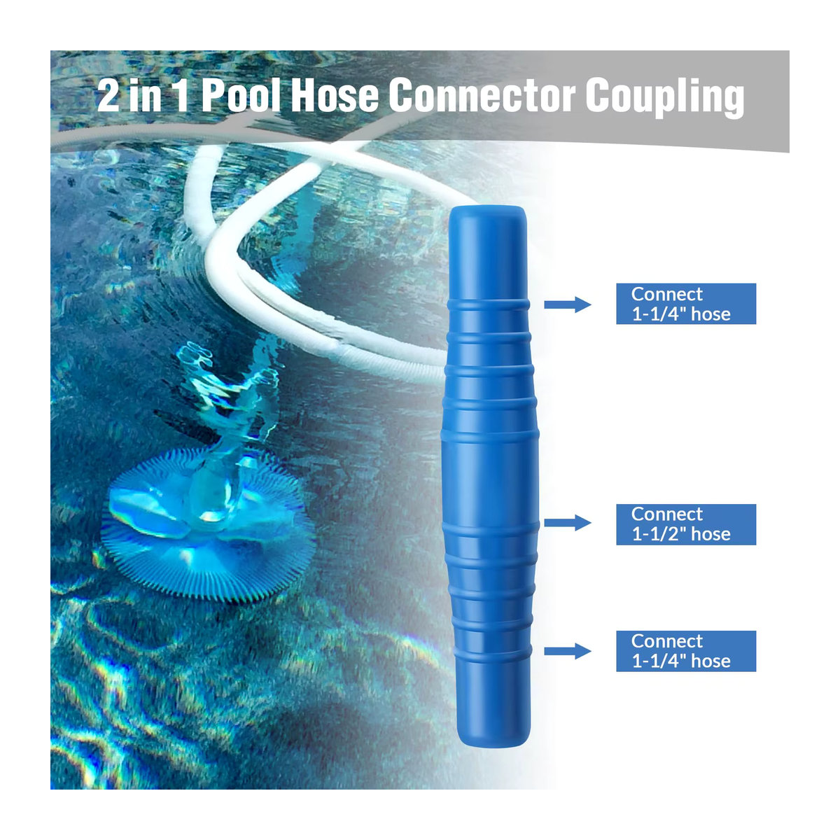 2er-Set PVC Pool Schlauchkupplung für 1-1/4 Zoll und 1-1/2 Zoll Filteranschlüsse und Schwimmbadstaubsauger Zubehör - Bild 2