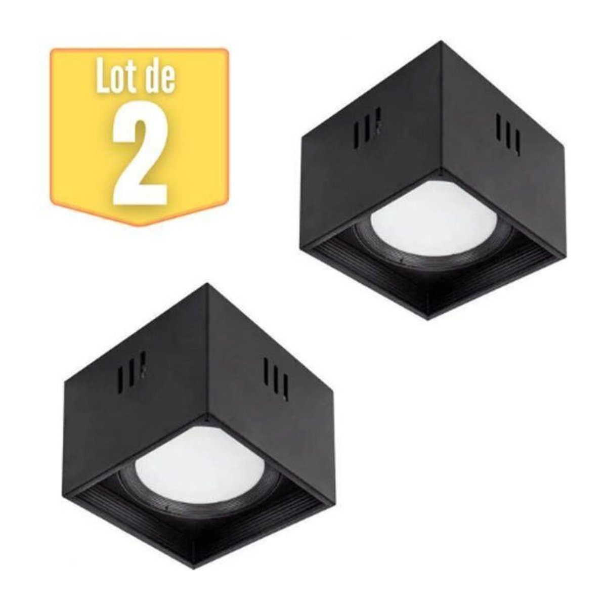 2er-Set quadratische LED Deckenlampen 10W 700lm 4200K in Schwarz und Weiß - Bild 1