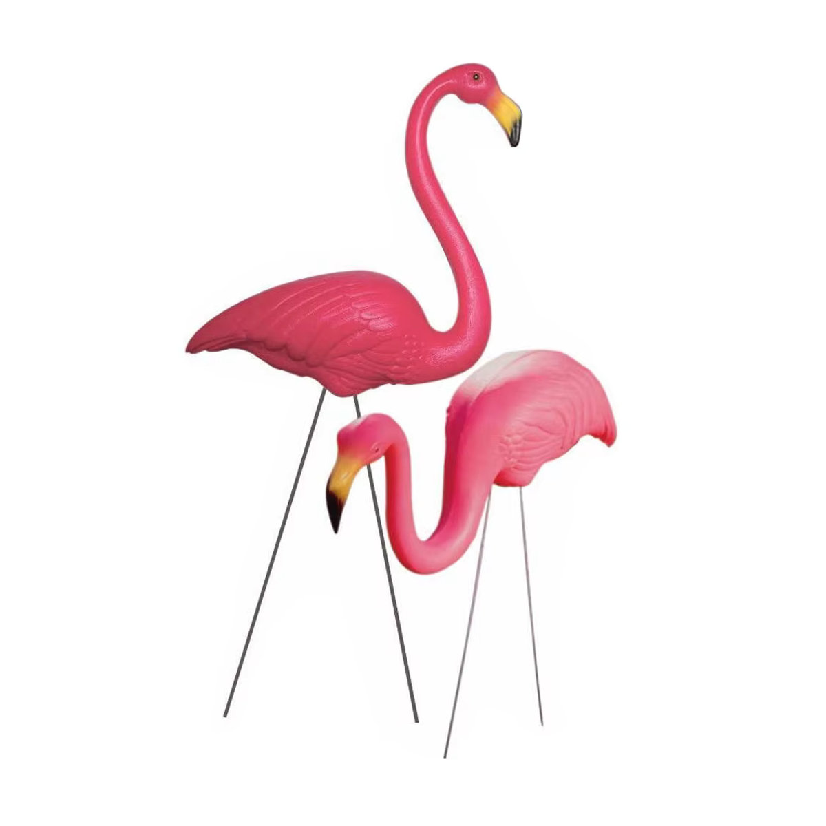 2er Set rosa Flamingo Gartendekoration aus Kunststoff mit Metallpfählen für den Außenbereich, Höhe: 73,66 cm und 58,42 cm - Bild 2