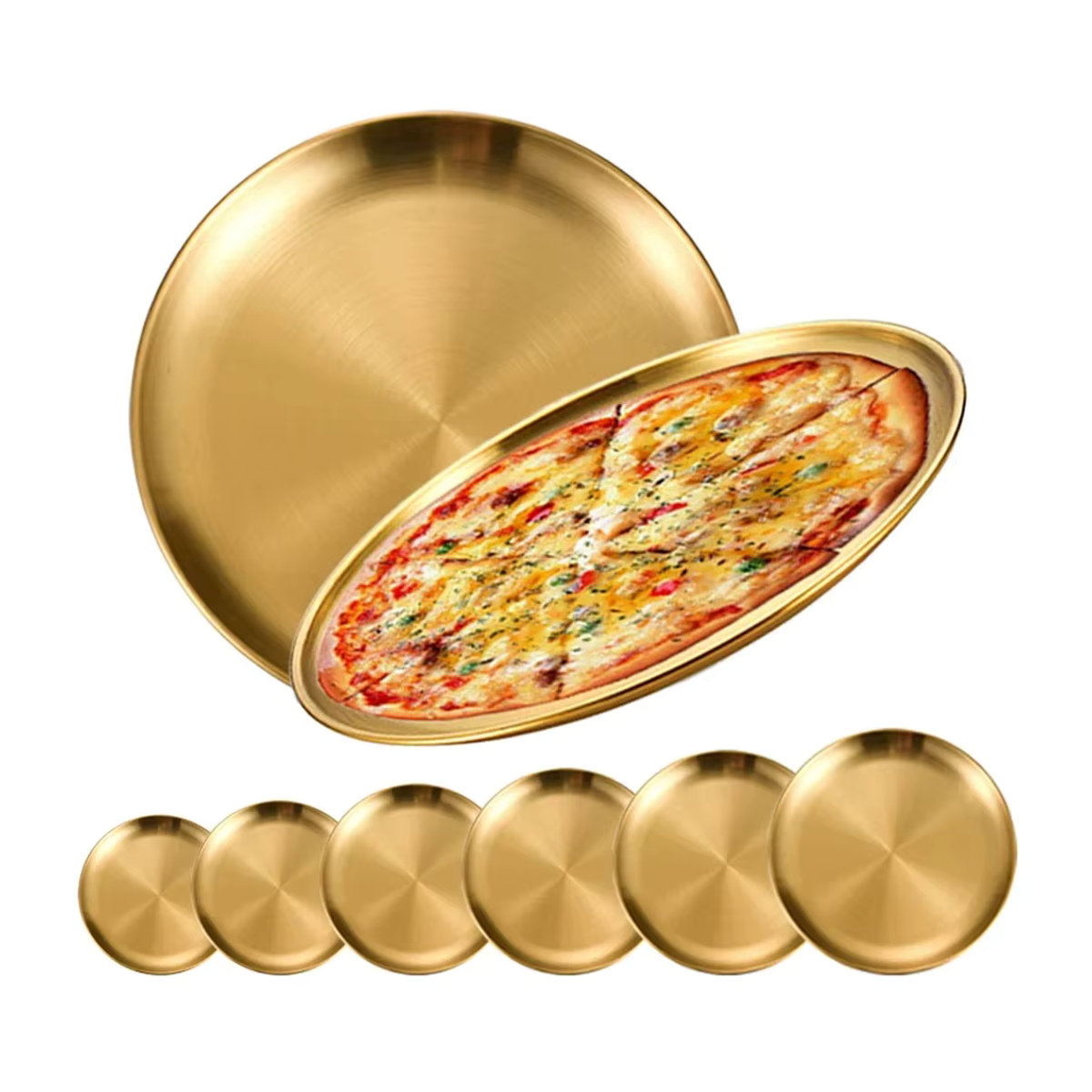 2er-Set Runde Servierplatten aus Edelstahl in Gold für Obst, Fleisch und Dessert - Bild 7