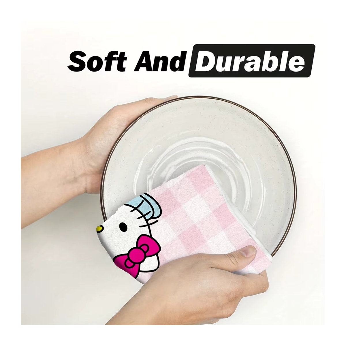 2er-Set Sanrio Hello Kitty Handtücher in Rosa, saugfähige Reinigungstücher für Küche und Haushalt - Bild 2