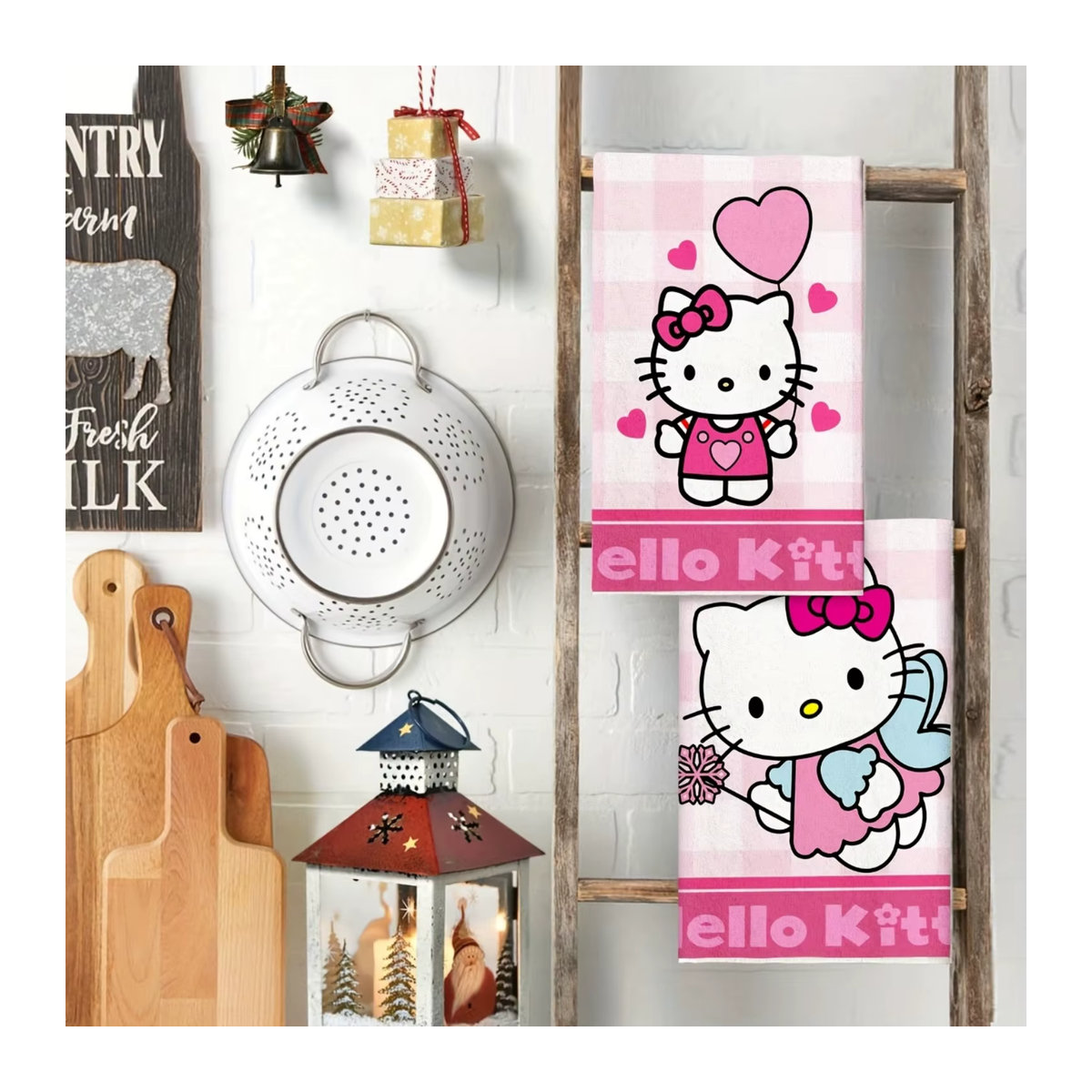 2er-Set Sanrio Hello Kitty Handtücher in Rosa, saugfähige Reinigungstücher für Küche und Haushalt - Bild 3