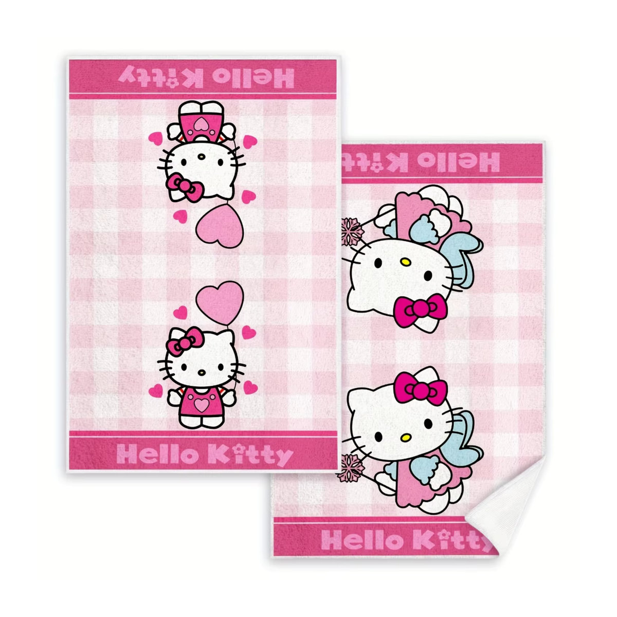 2er-Set Sanrio Hello Kitty Handtücher in Rosa, saugfähige Reinigungstücher für Küche und Haushalt - Bild 4
