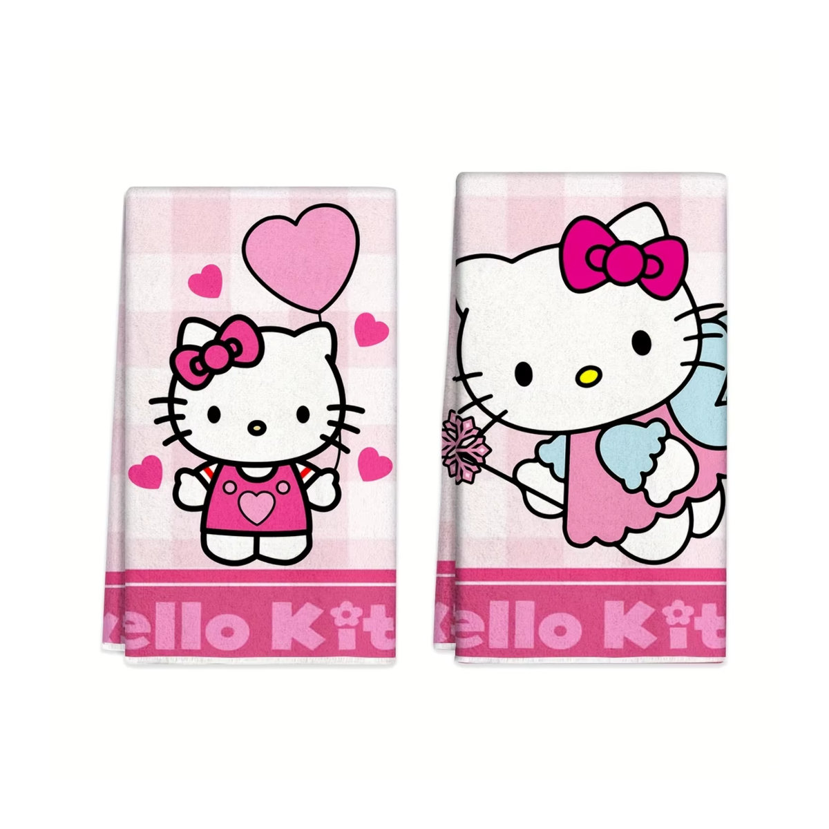 2er-Set Sanrio Hello Kitty Handtücher in Rosa, saugfähige Reinigungstücher für Küche und Haushalt - Bild 5