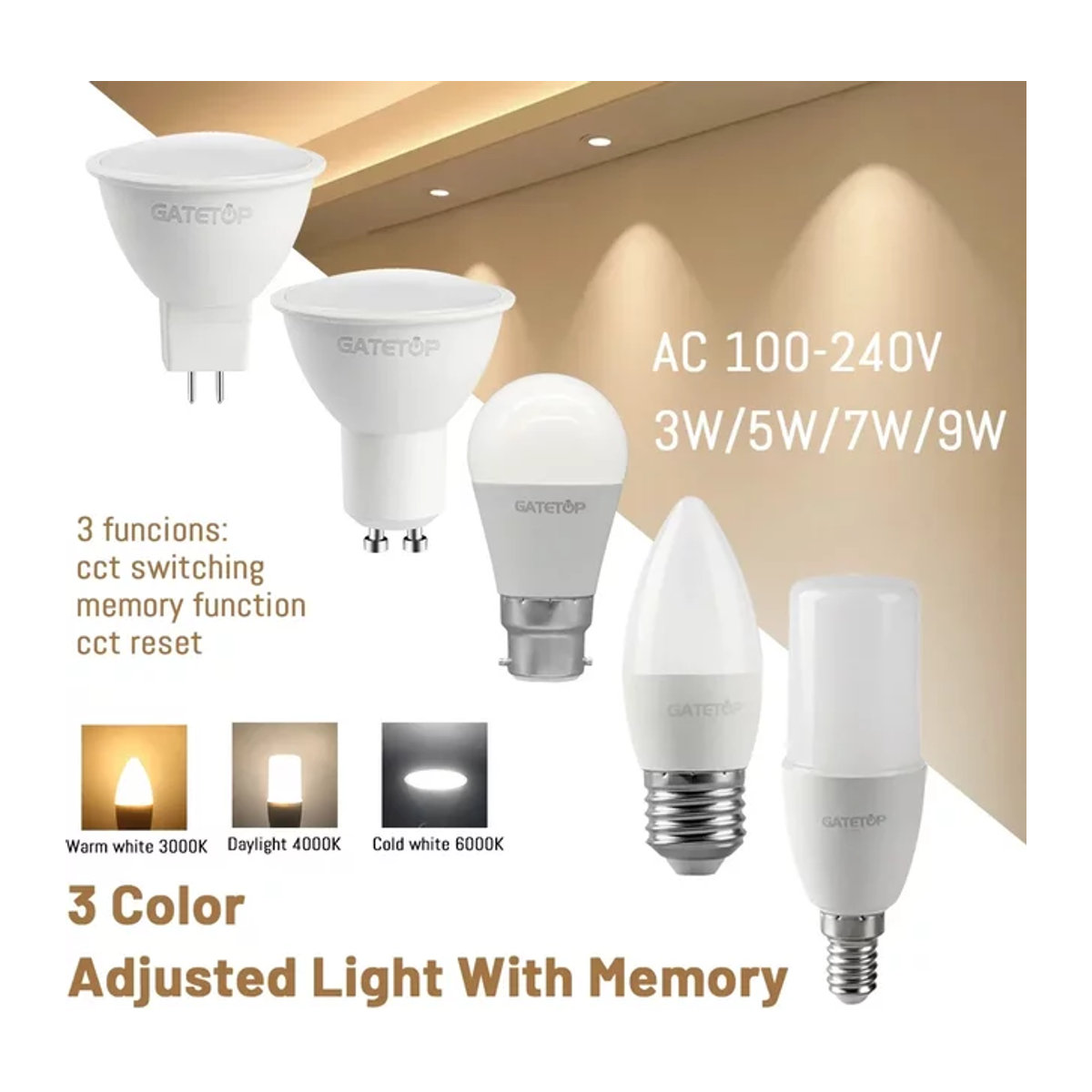 2er-Set Smart-Lampe Gatetop LED mit 3 Farbtemperaturen CCT in Weiß - Bild 1