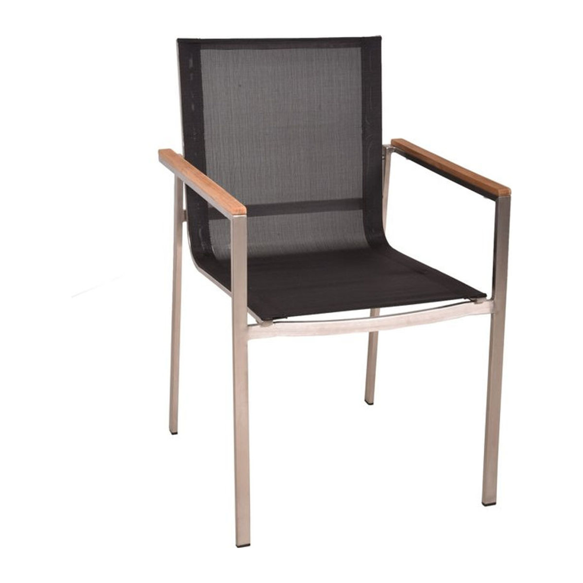 2er Set Stapelstühle DENVER von Garden Pleasure in Braun mit Edelstahl und Teak-Optik - Bild 1