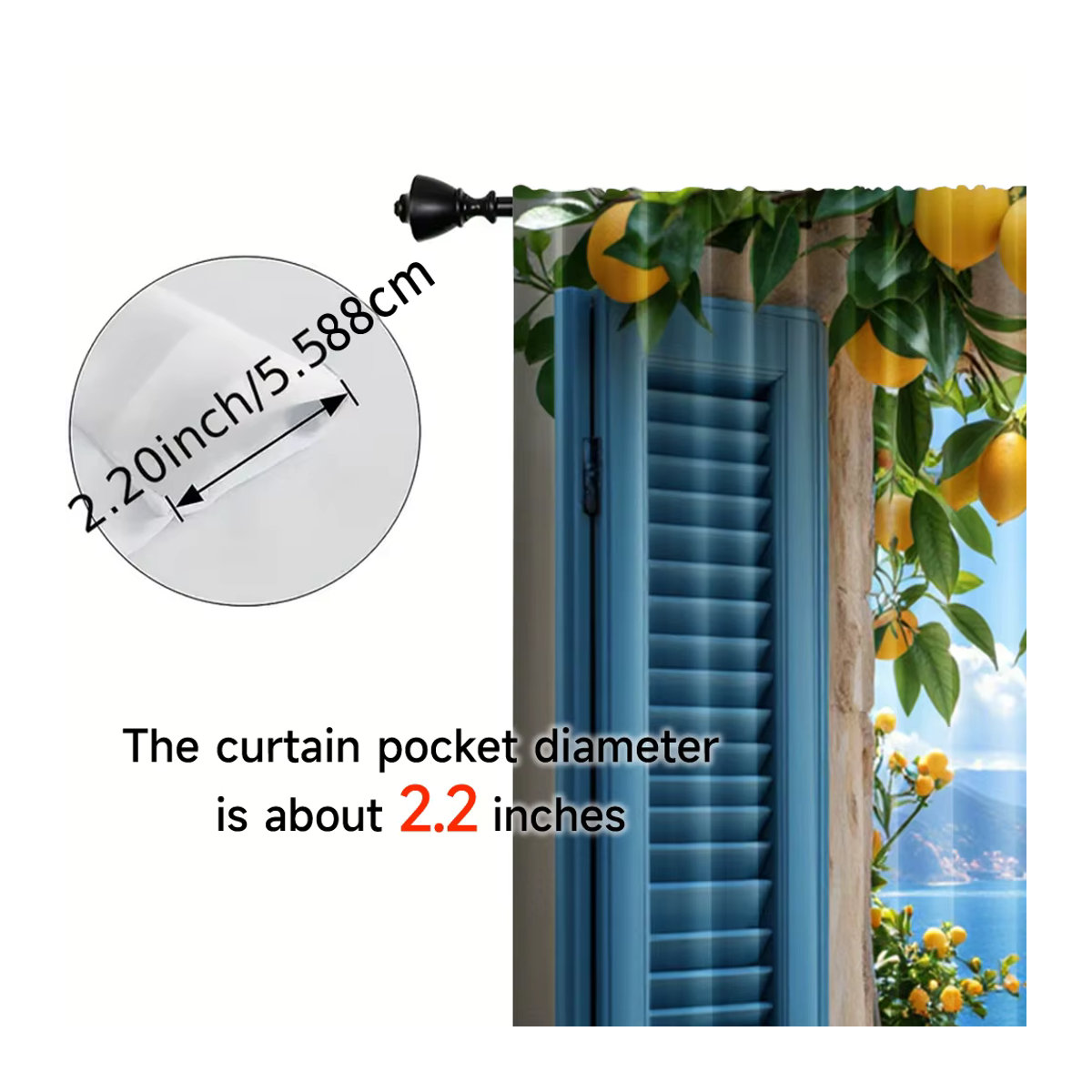2er-Set Szenenvorhänge im Retro-Stil mit Meer-Motiv aus mehrfarbigem Polyester, lichtdurchlässig - Bild 5