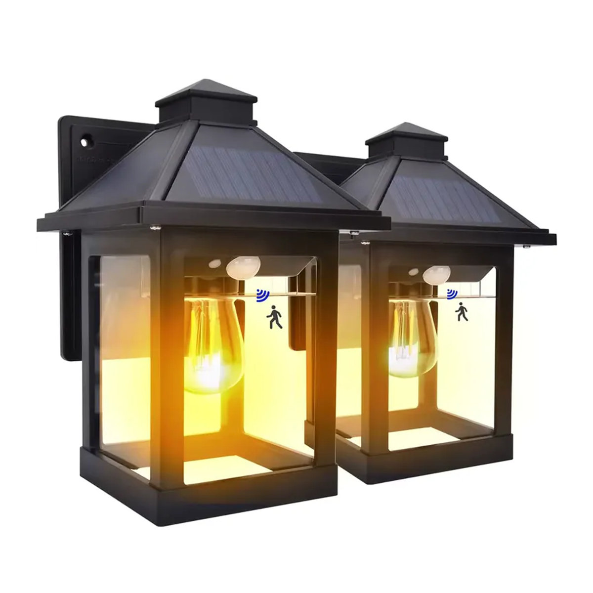 2er-Set UMEXUS Solarbetriebene LED Wandlaternen in Schwarz mit 3 Modi und Dämmerungssensor für den Außenbereich - Bild 7
