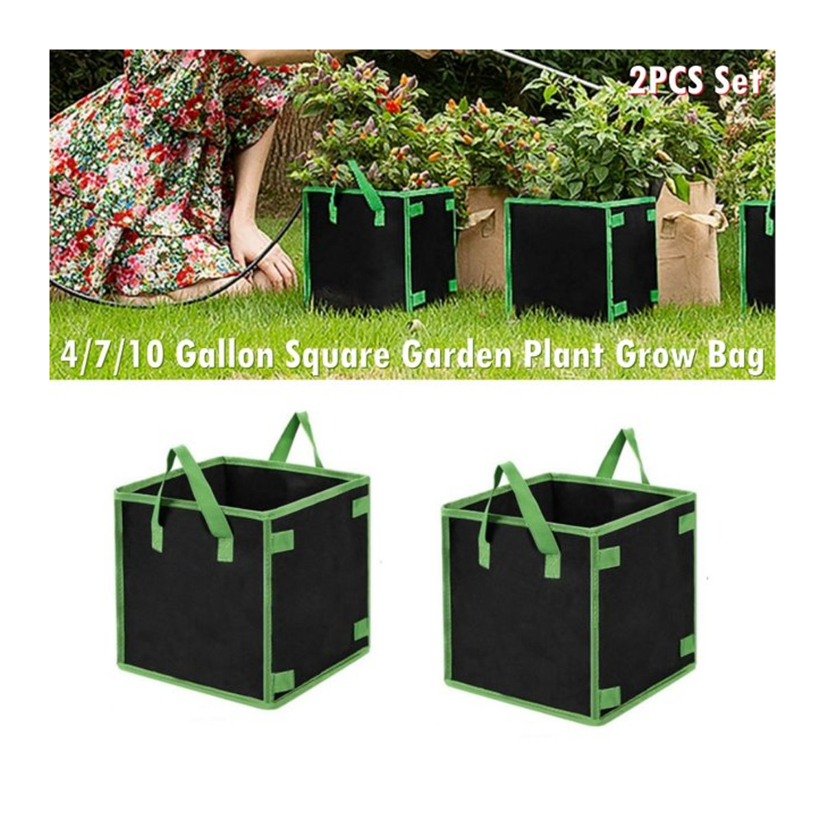 2er-Set umweltfreundliche Pflanzsäcke aus Filz für Garten und Gemüse in 4, 7 oder 10 Gallonen - Bild 1