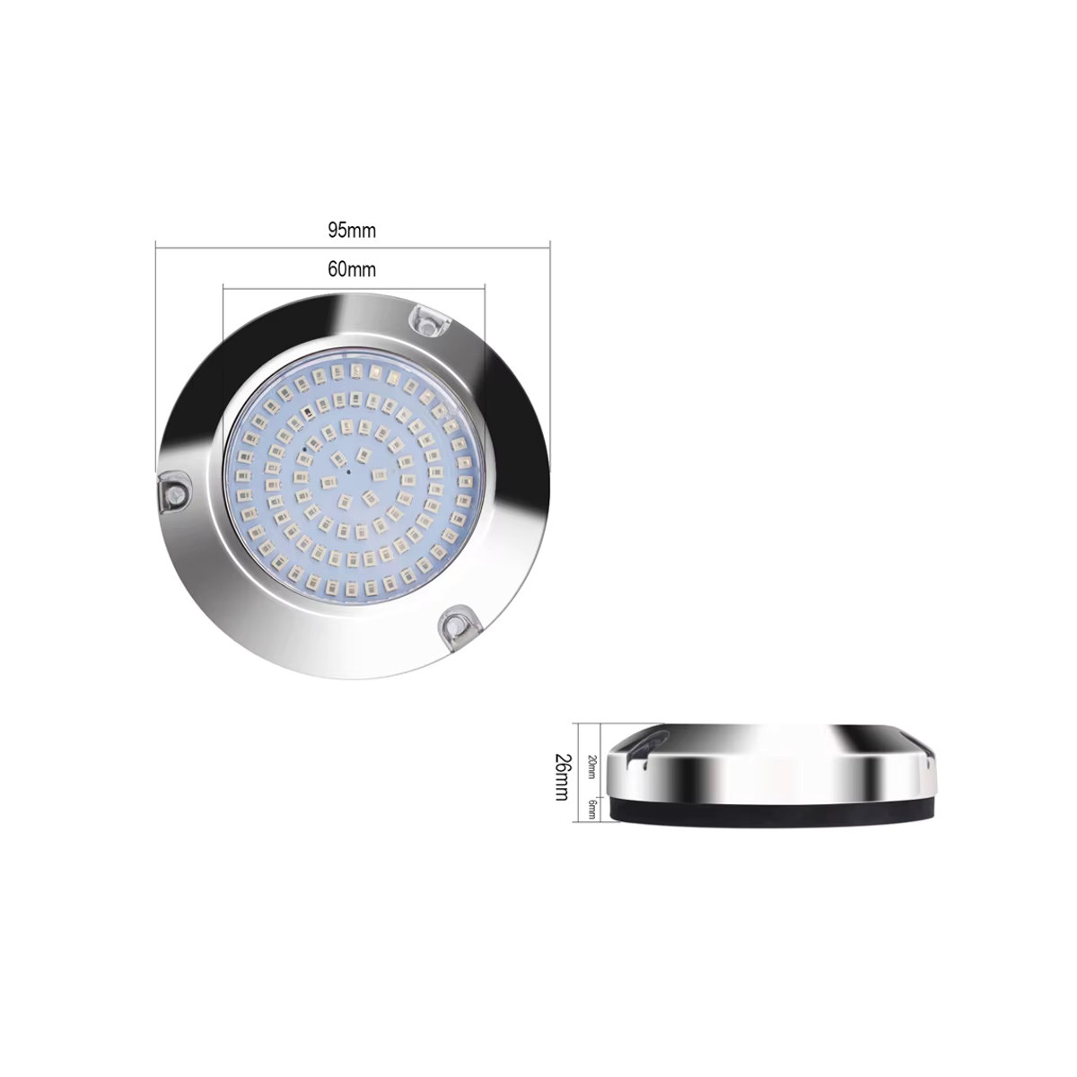 2er-Set Unterwasser-Marine-Beleuchtung aus Edelstahl mit 90 LEDs für Boote und Segelboote, 12V/24V, 60W - Bild 4