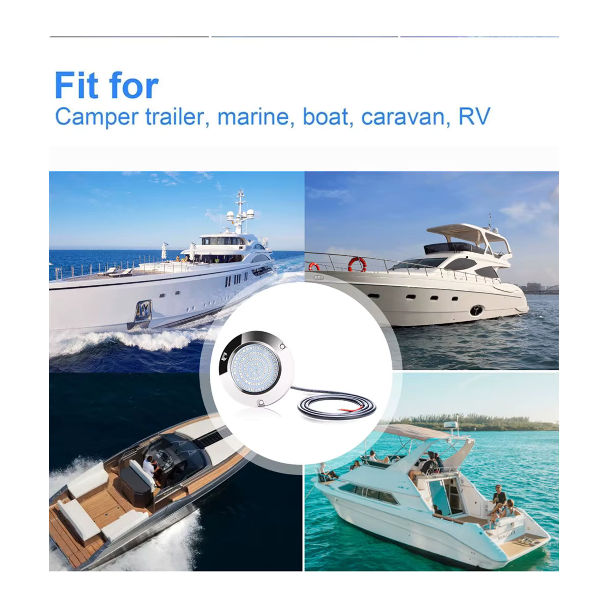 2er-Set Unterwasser-Marine-Beleuchtung aus Edelstahl mit 90 LEDs für Boote und Segelboote, 12V/24V, 60W - Bild 5