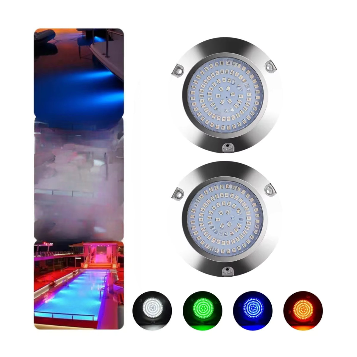 2er-Set Unterwasser-Marine-Beleuchtung aus Edelstahl mit 90 LEDs für Boote und Segelboote, 12V/24V, 60W - Bild 6