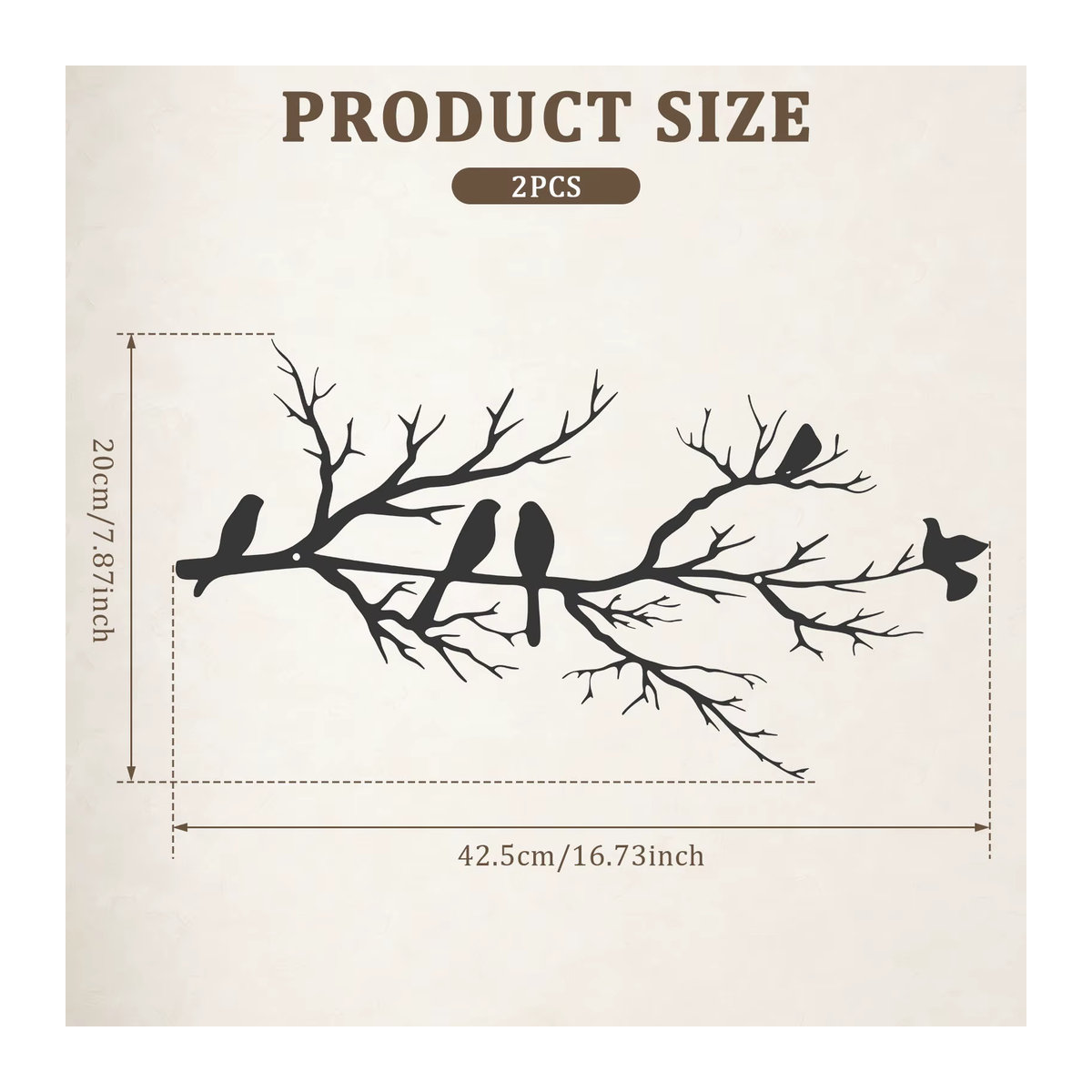 2er-Set Wanddeko aus Metall in Schwarz und Grün mit Vogel- und Ast-Silhouette im minimalistischen Design - Bild 6