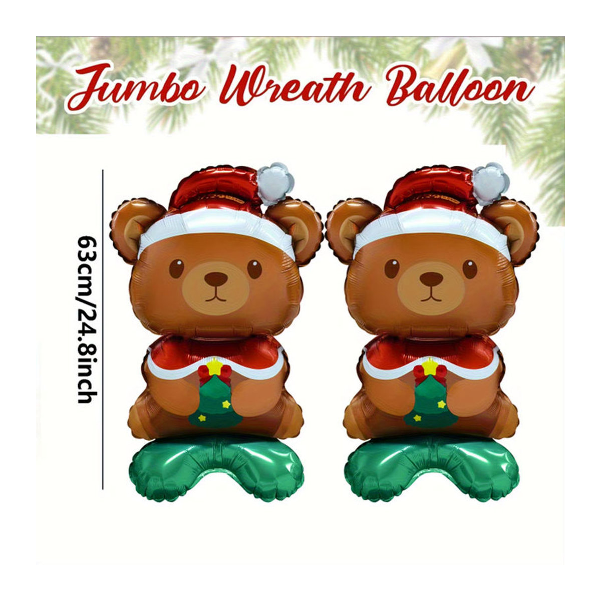 2er-Set Weihnachtliche Folienballons in Form von Weihnachtsmannmützen und Bären für Weihnachts- und Neujahrsdekoration, Braun - Bild 3