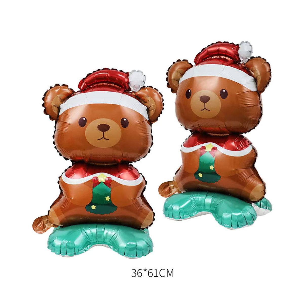 2er-Set Weihnachtliche Folienballons in Form von Weihnachtsmannmützen und Bären für Weihnachts- und Neujahrsdekoration, Braun - Bild 6