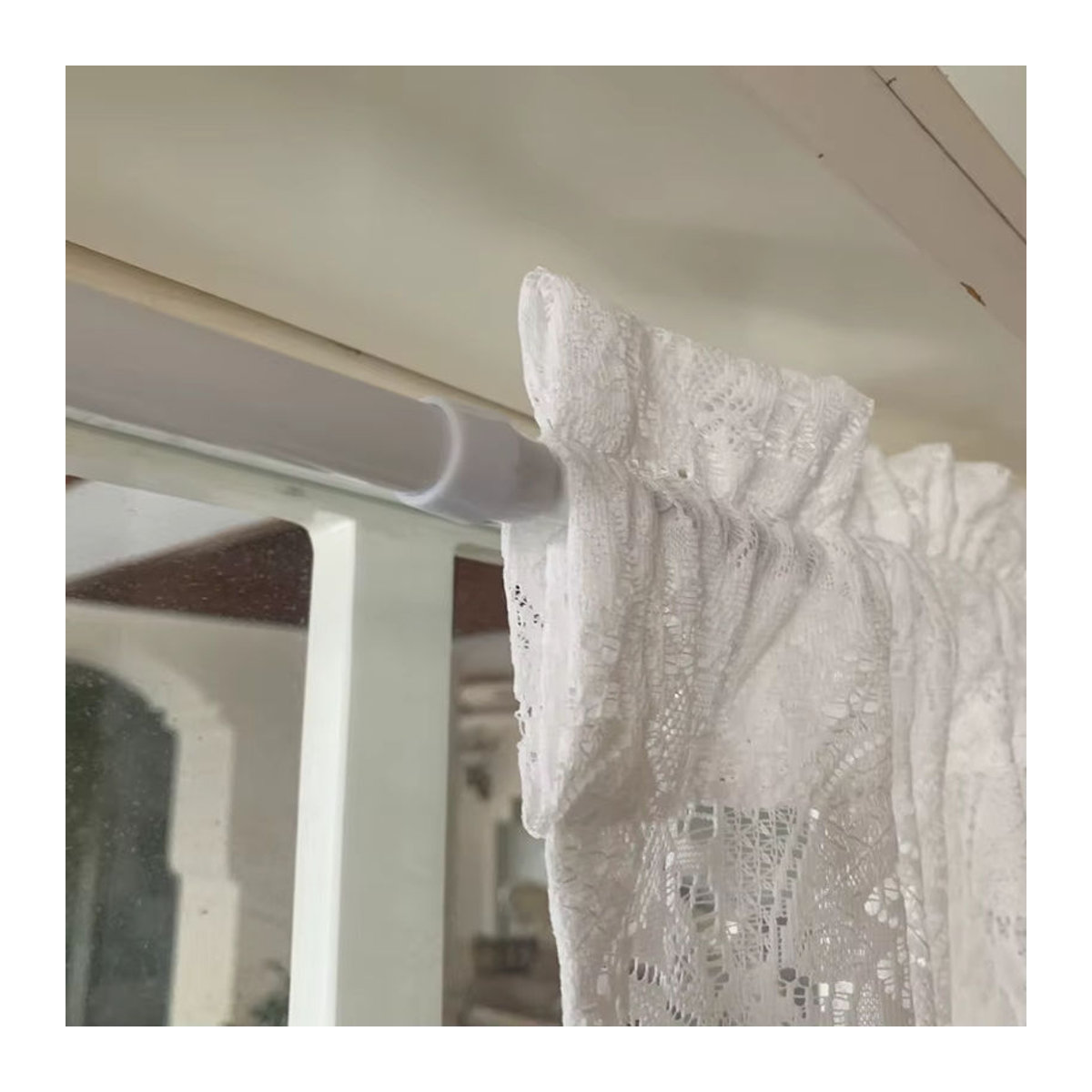 2er-Set Weiße Spitze Jacquard Tüll Vorhänge für Küche und Schrank Kurzvorhänge - Bild 5
