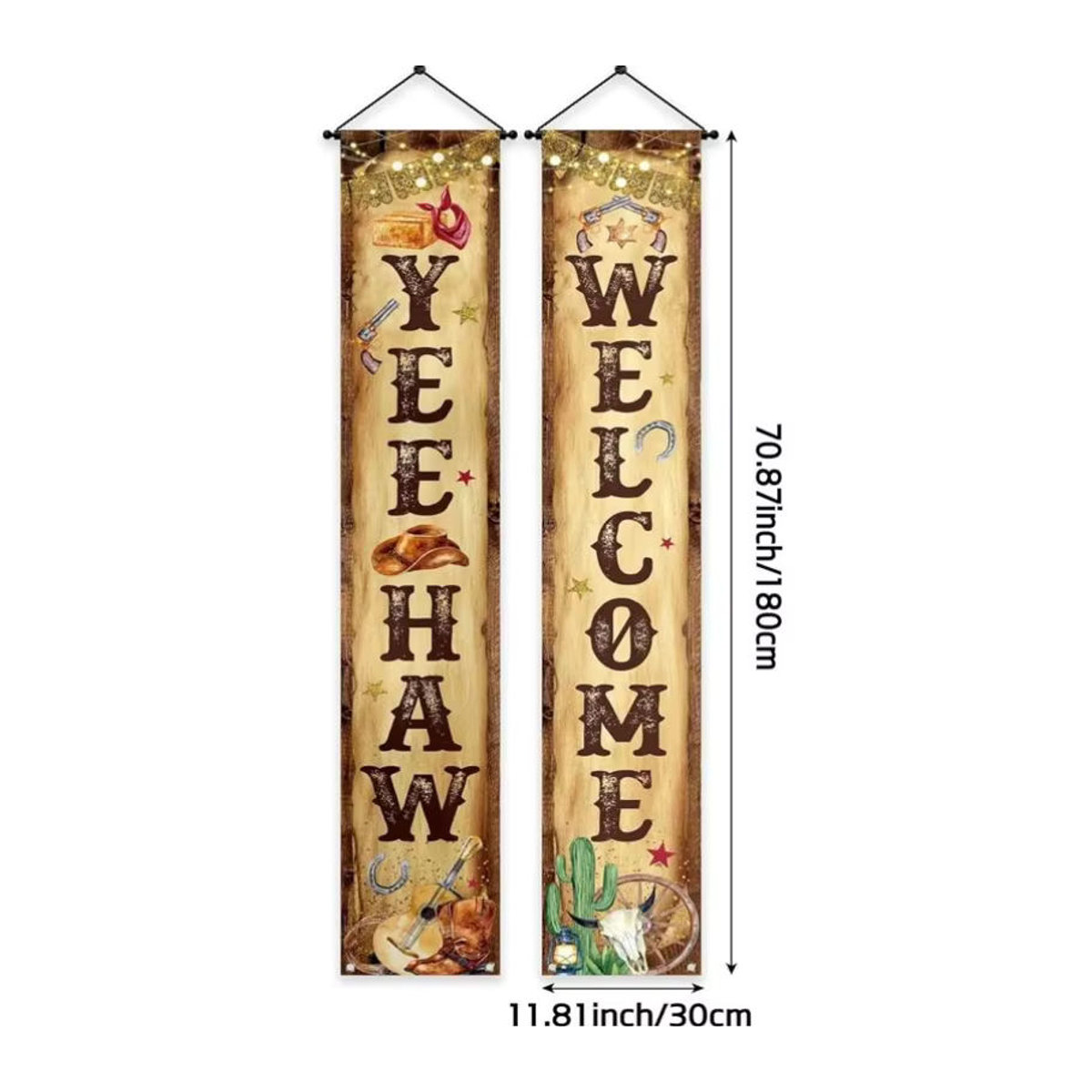 2er-Set Wild West Cowboy Party Banner Yee Haw Willkommen Hängeschild aus Papier in Braun für Geburtstag und Baby Shower Dekoration - Bild 2