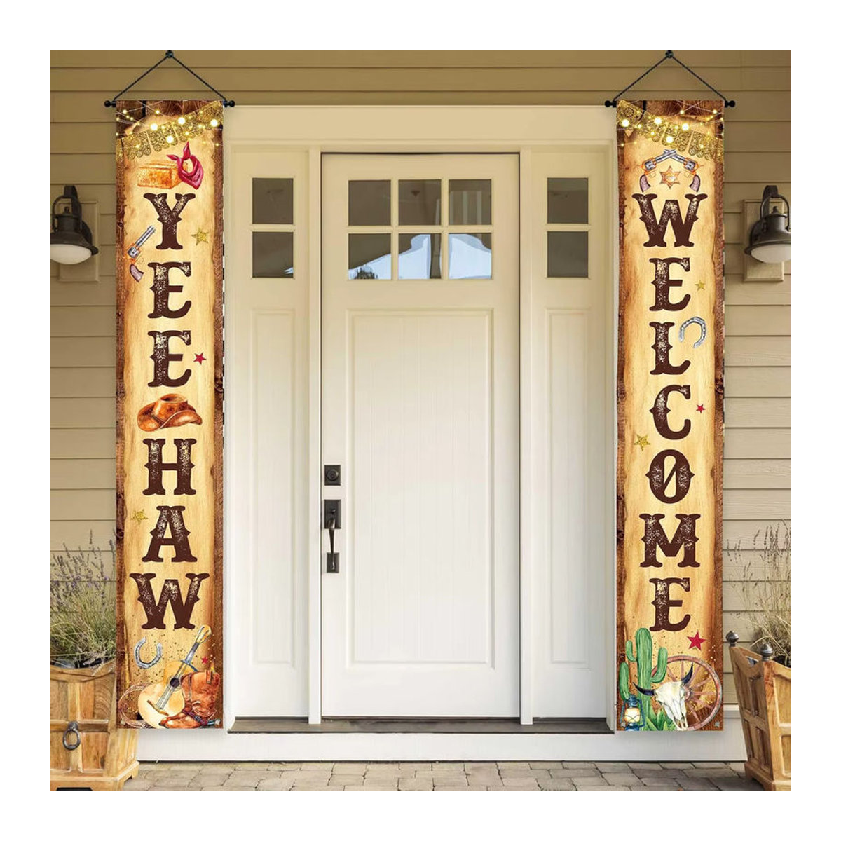 2er-Set Wild West Cowboy Party Banner Yee Haw Willkommen Hängeschild aus Papier in Braun für Geburtstag und Baby Shower Dekoration - Bild 3