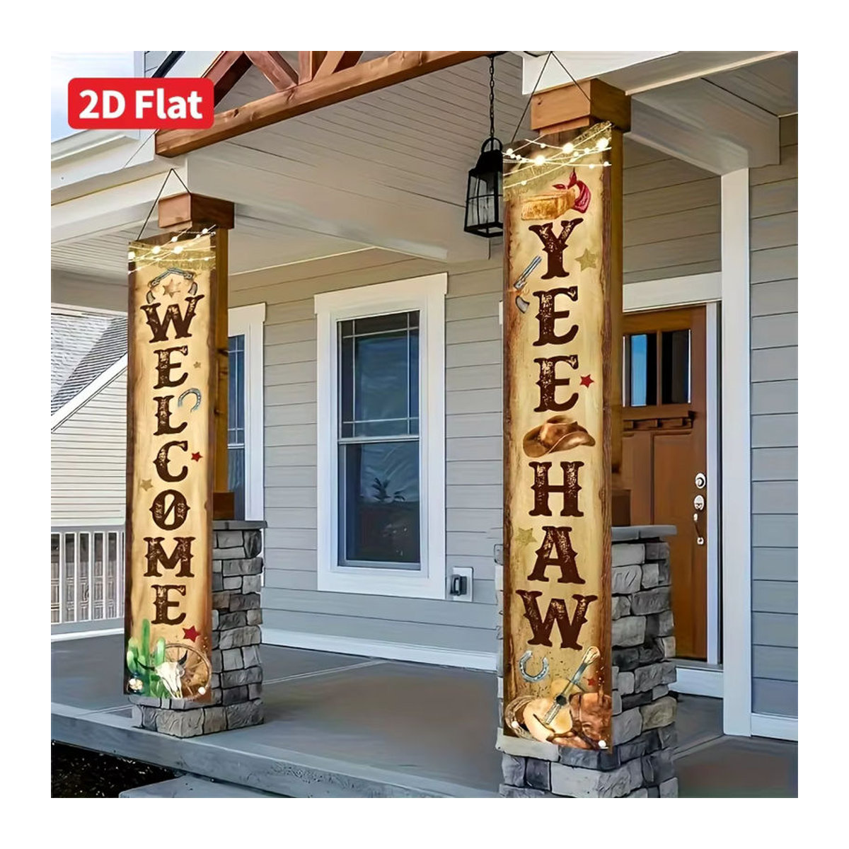 2er-Set Wild West Cowboy Party Banner Yee Haw Willkommen Hängeschild aus Papier in Braun für Geburtstag und Baby Shower Dekoration - Bild 6
