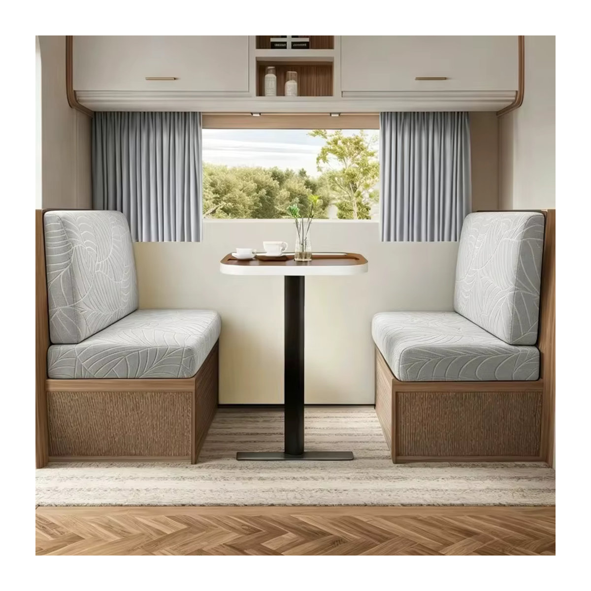 2er Set Yupartex Jacquard Kissenbezüge mit Blättermuster in Grün für RV Essecke und Couch, elastische Armlose Stretch Schonbezüge - Bild 3